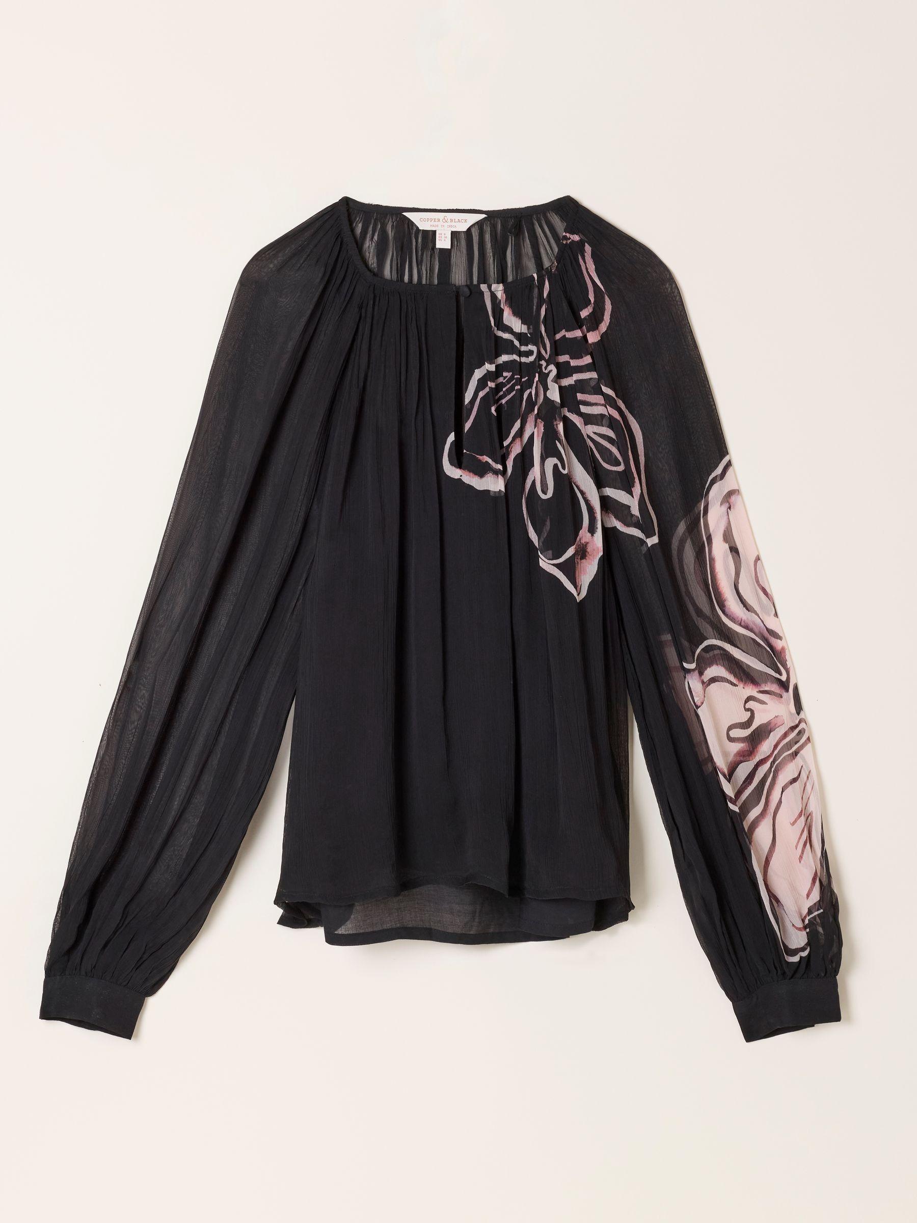 Emmy Black Floral Petite Blouse by FAT FACE