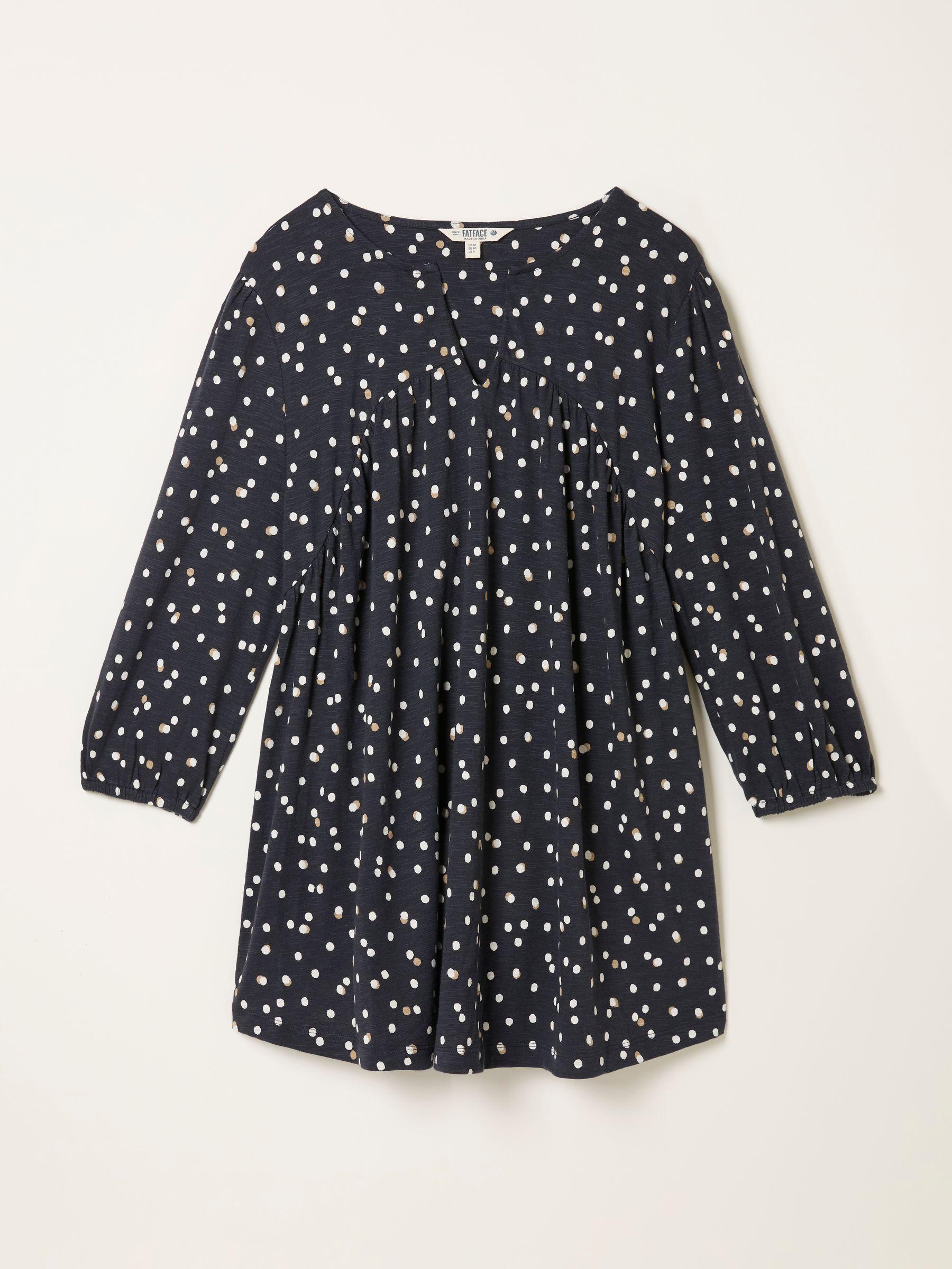 Enya Black Polka Dot Jersey Tunic by FAT FACE