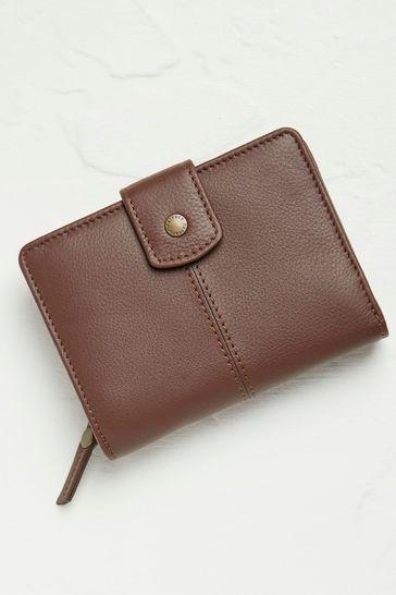 Etta Brown Leather Zip Purse by FAT FACE jellibeans