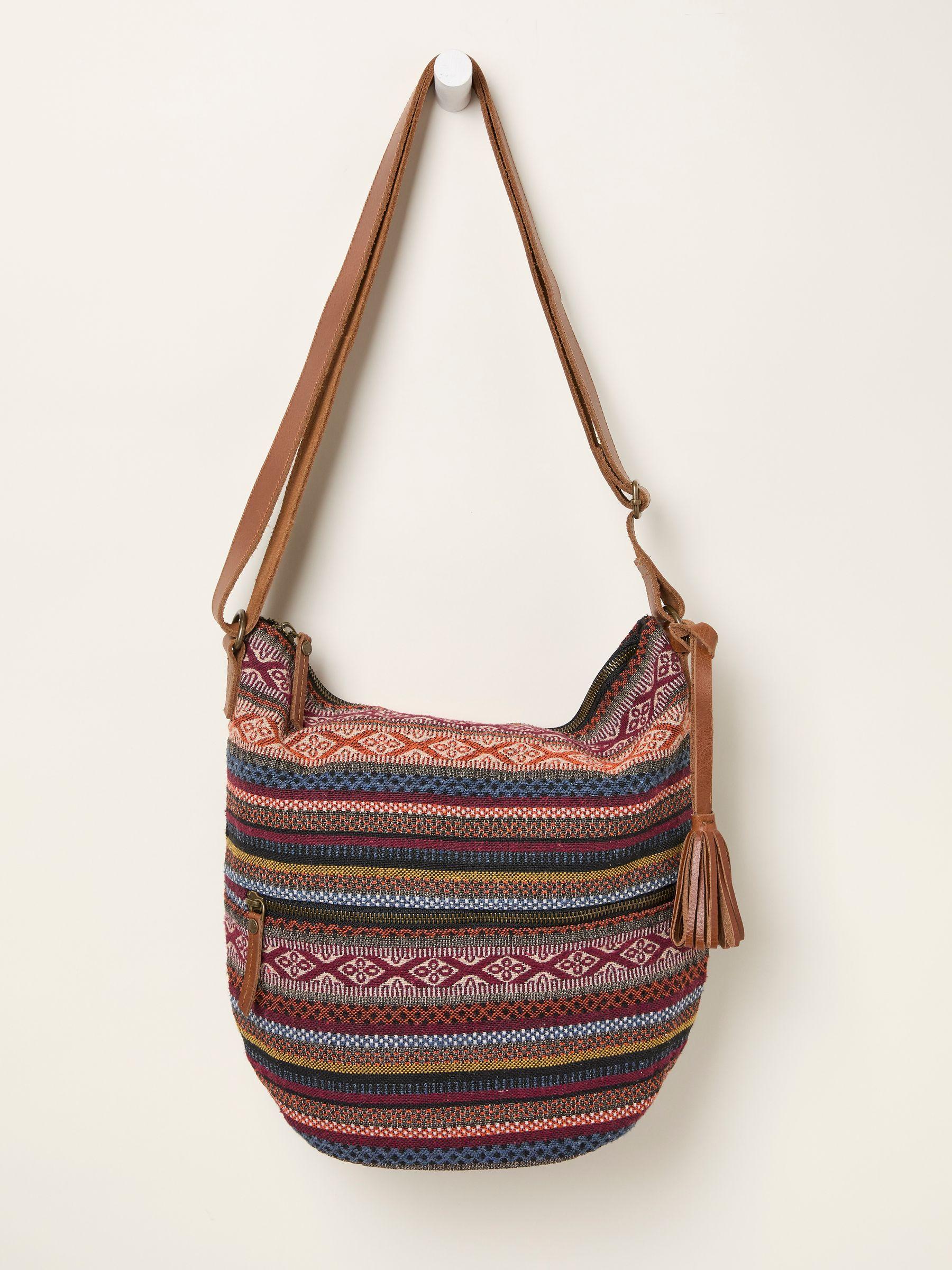 Evalie Black Woven Crossbody Bag by FAT FACE