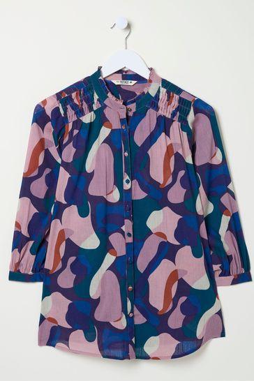 Evelyn Black Painted Abstract Blouse by FAT FACE
