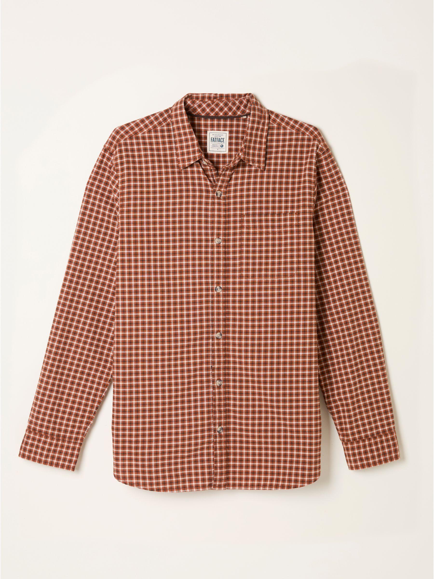 Everly Terracotta Long Sleeve Gingham Shirt by FAT FACE