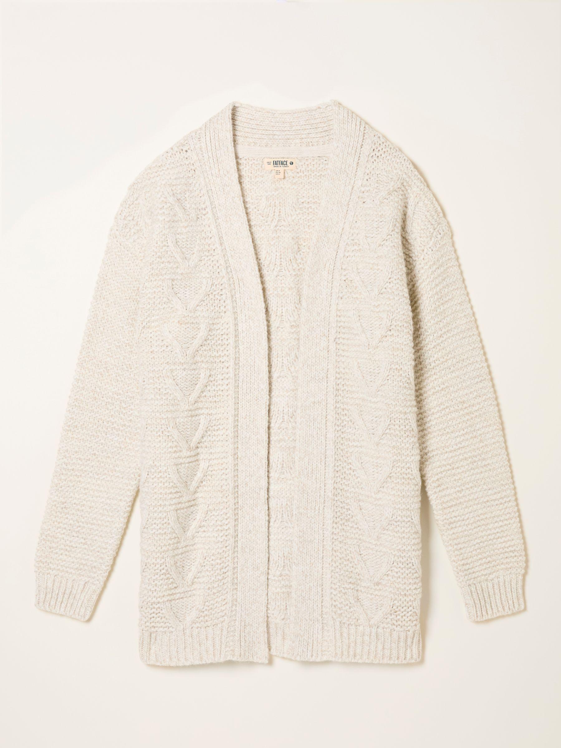 Ezzie Ivory Knitted Edge To Edge Cardigan by FAT FACE