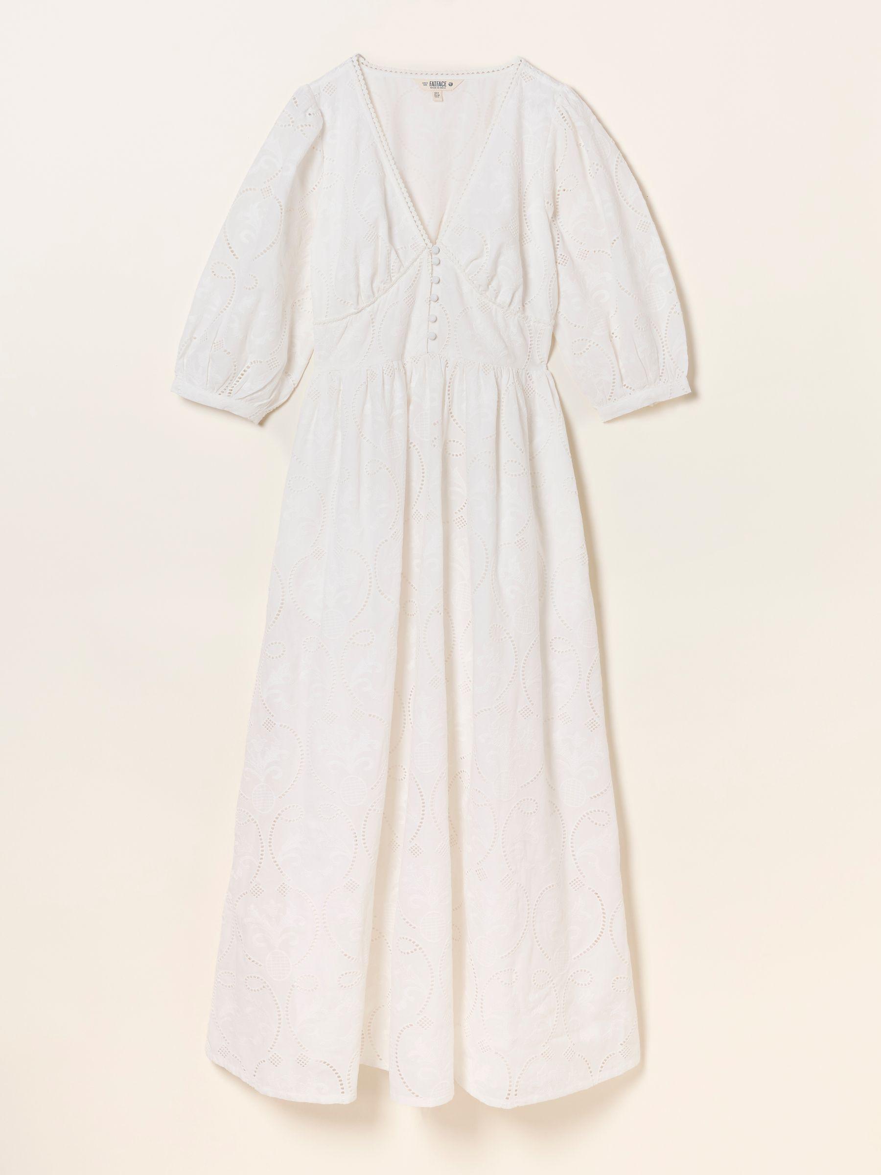 Flo White Petite Broderie Midi Dress by FAT FACE