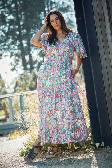 fat face green floral dress Green National Forest Fleur Floral Midi Dress