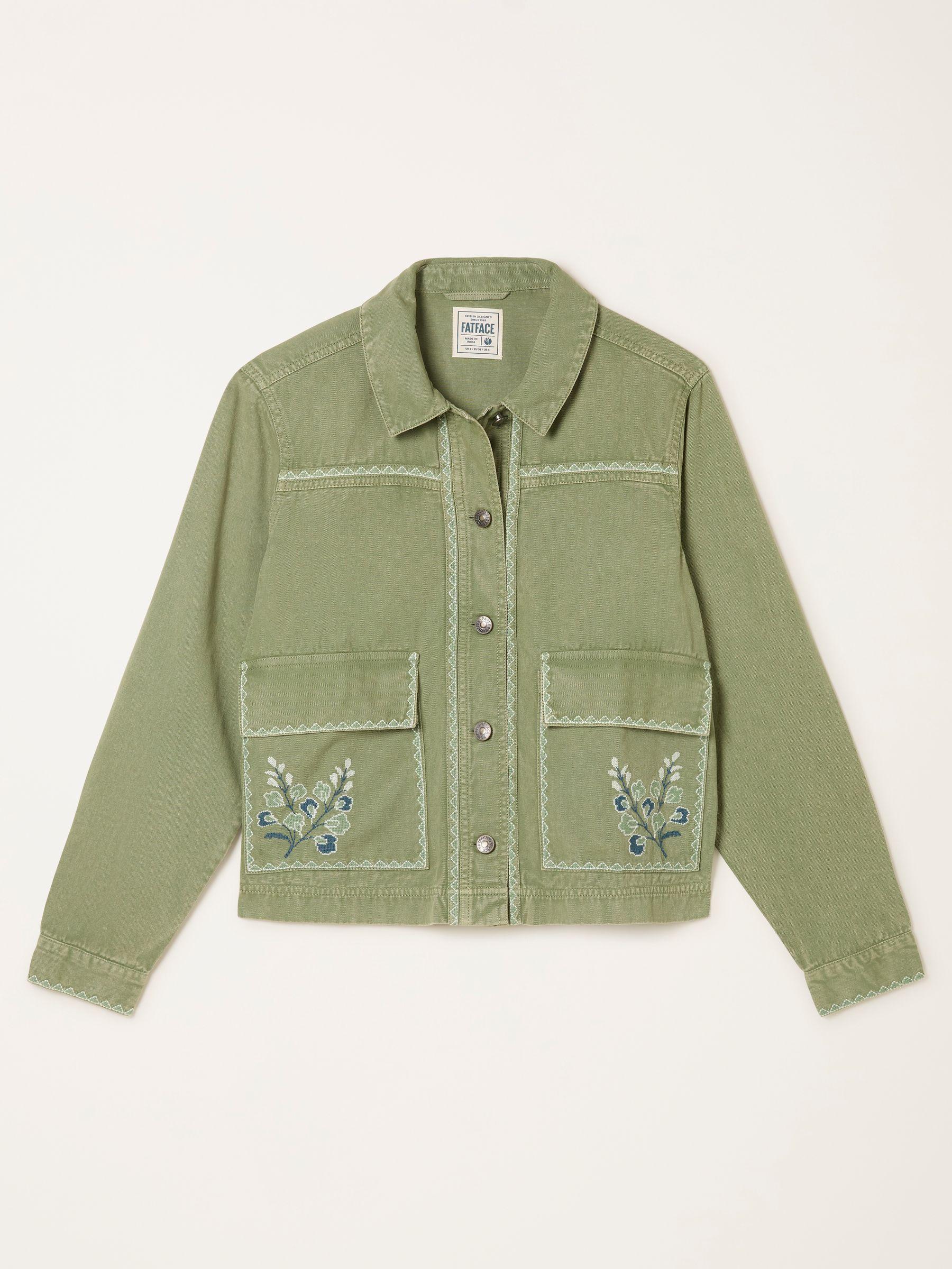 Grace Khaki Green Regular Embroidered Jacket by FAT FACE
