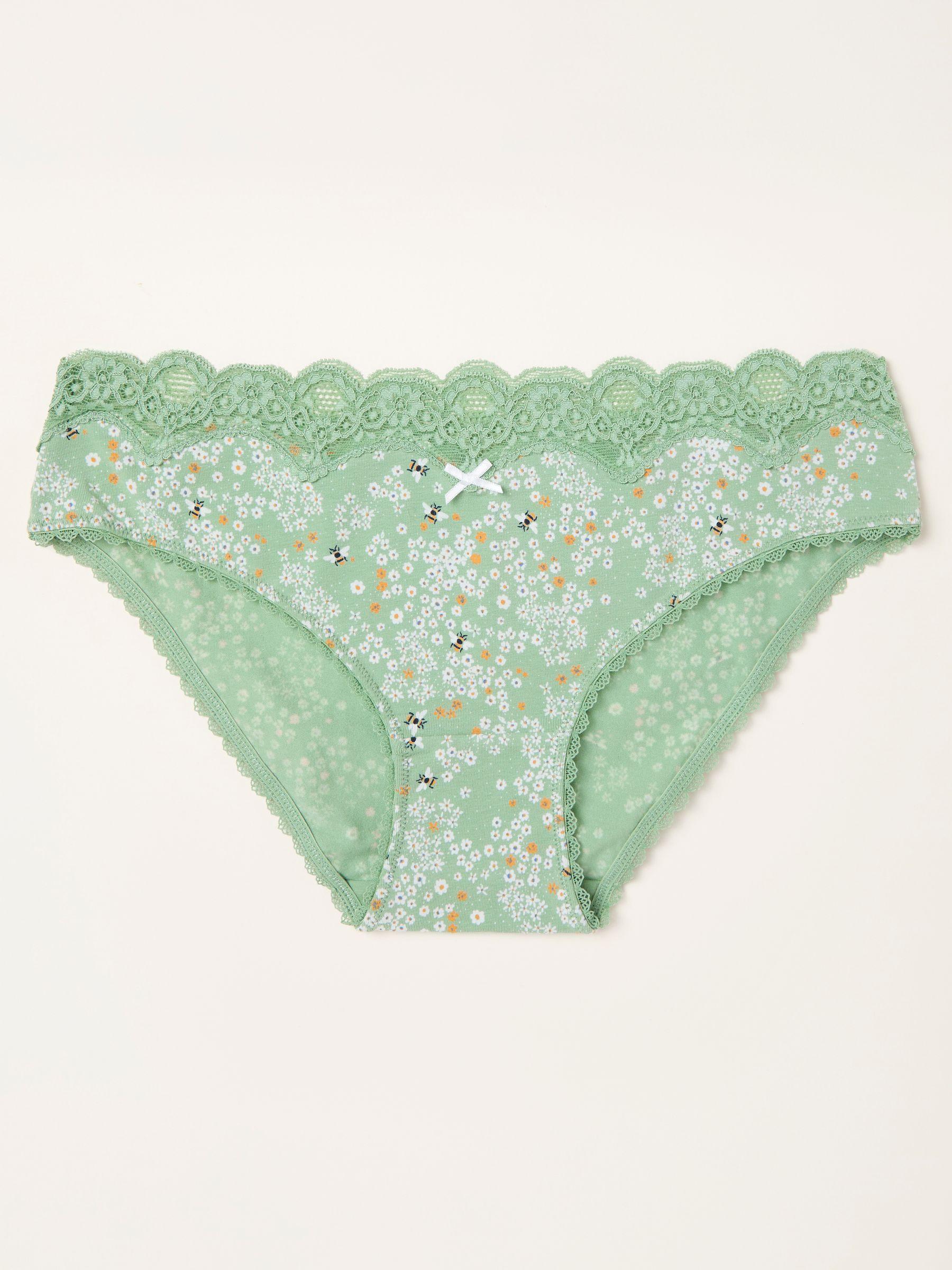 Green Bee Floral Classic Knickers by FAT FACE