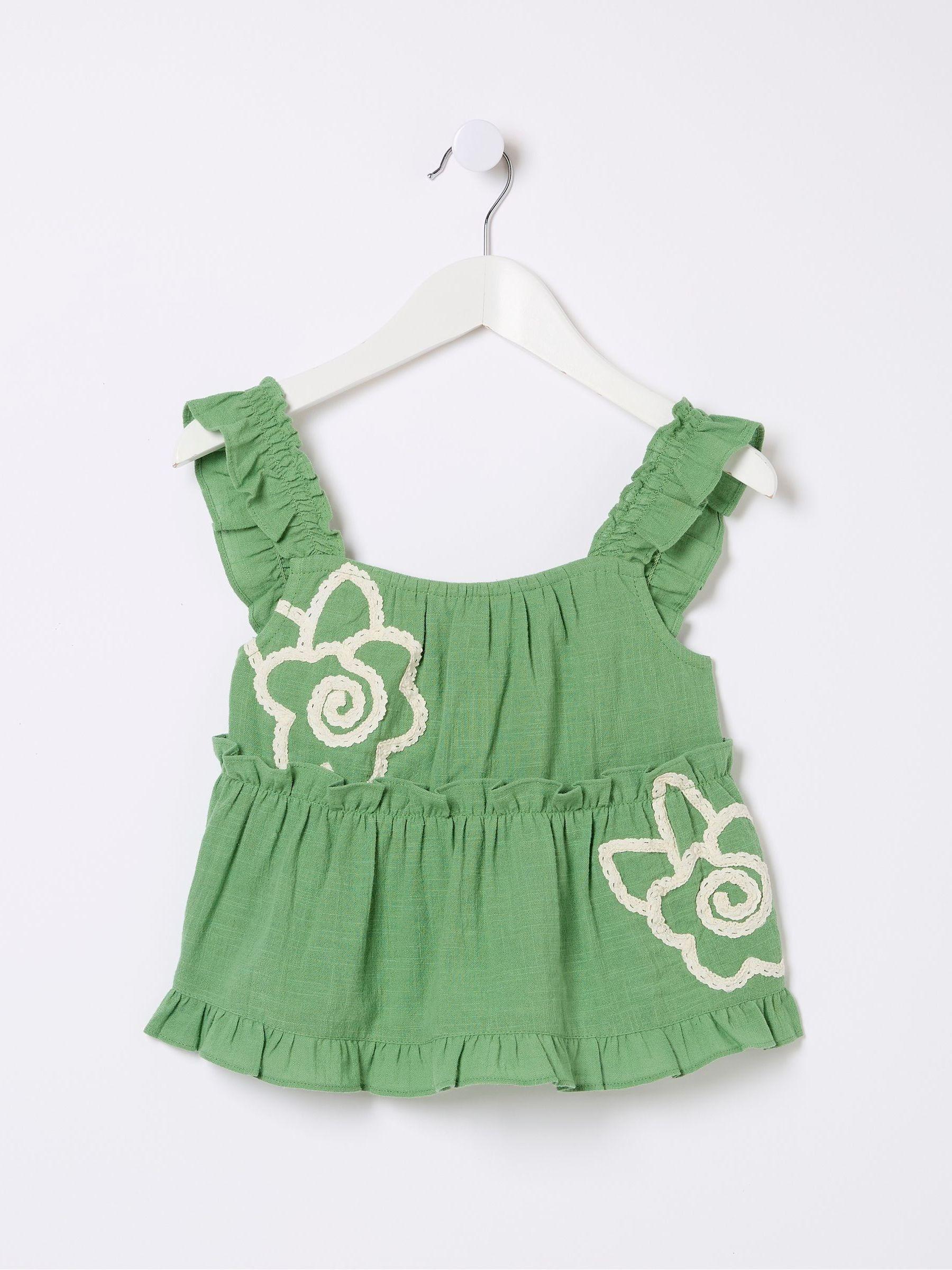 Green Floral Embroidered Cami Top by FAT FACE