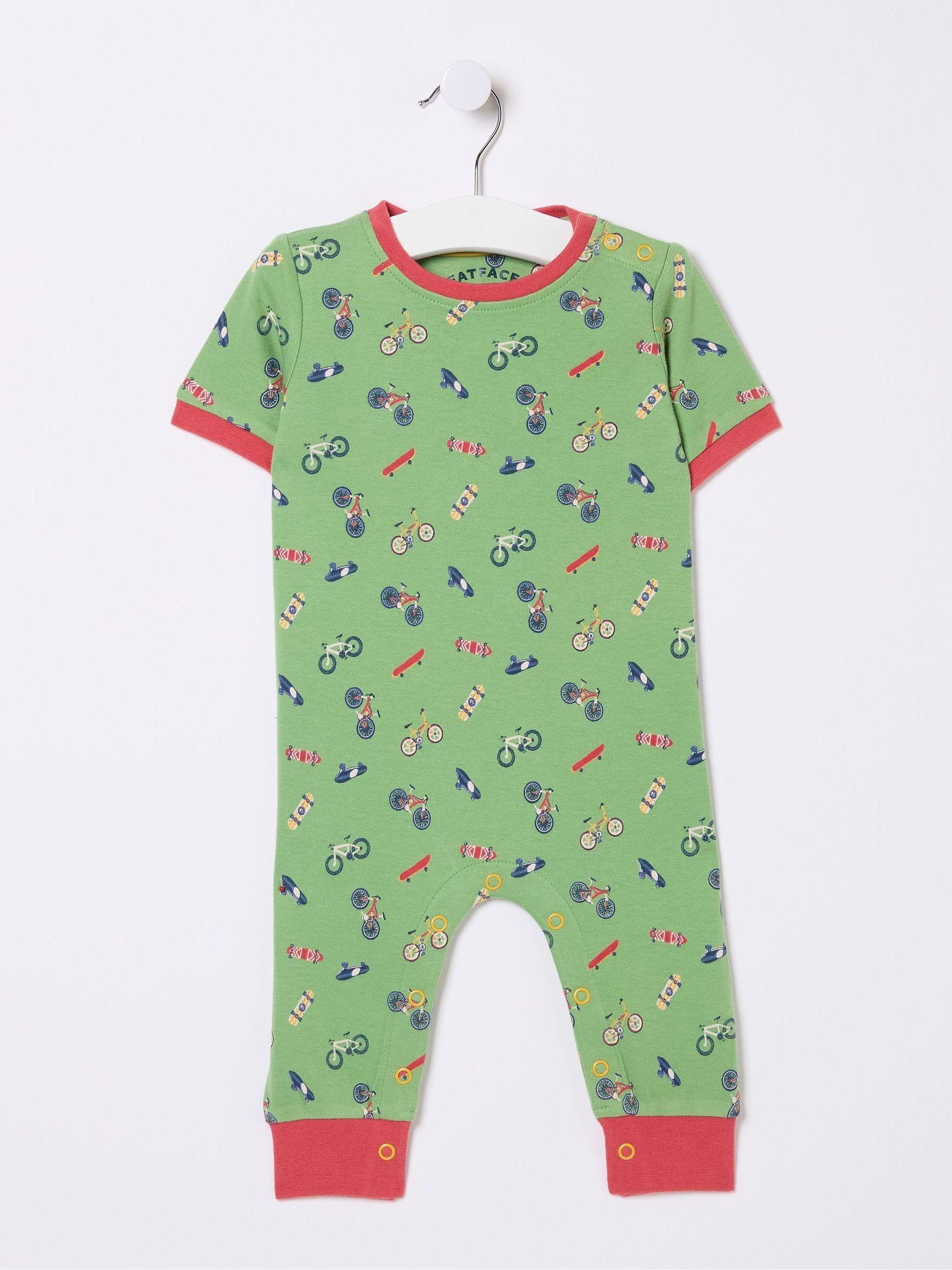 Green Skateboard Printed Romper by FAT FACE