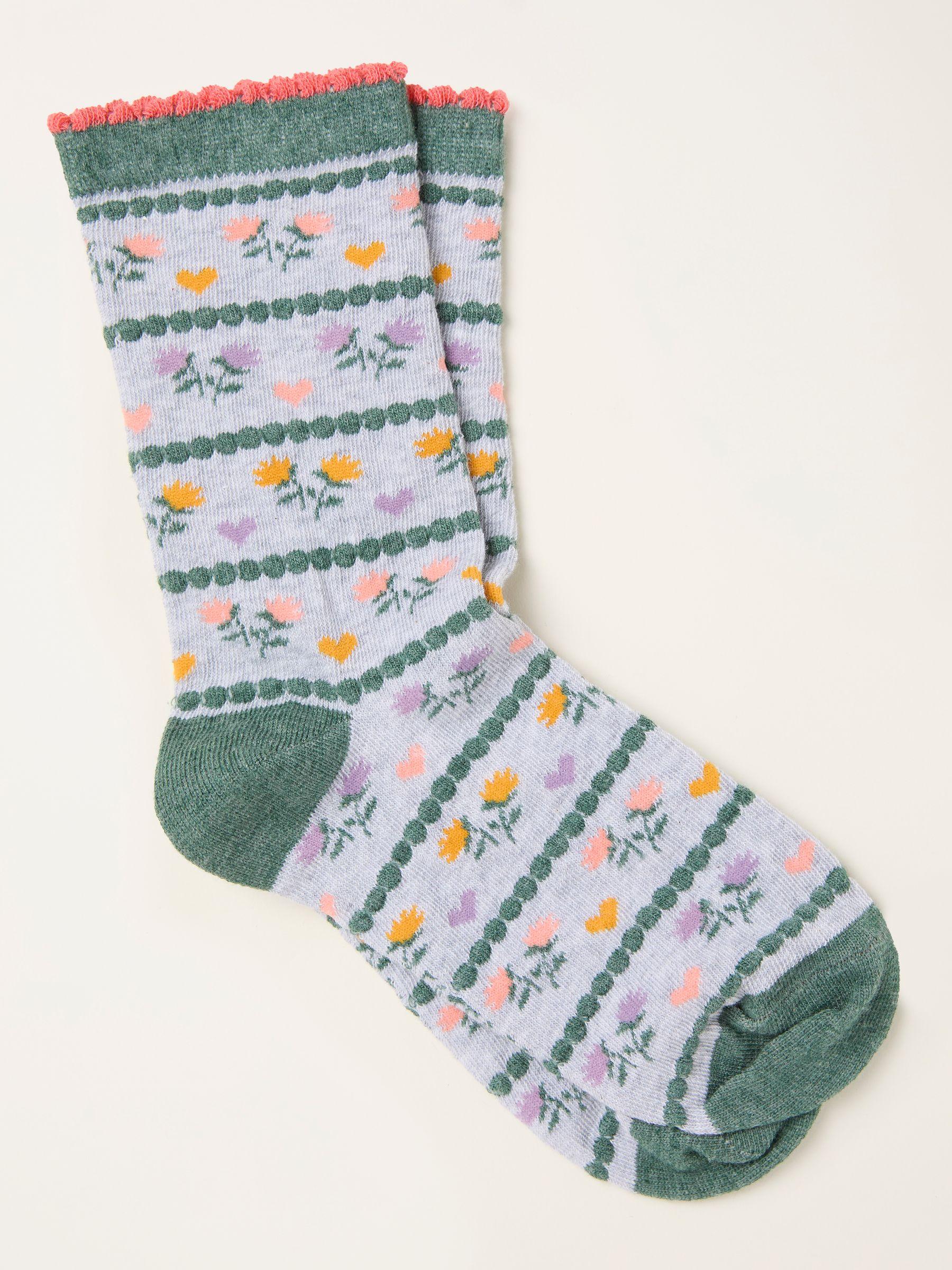 Grey Floral Socks by FAT FACE