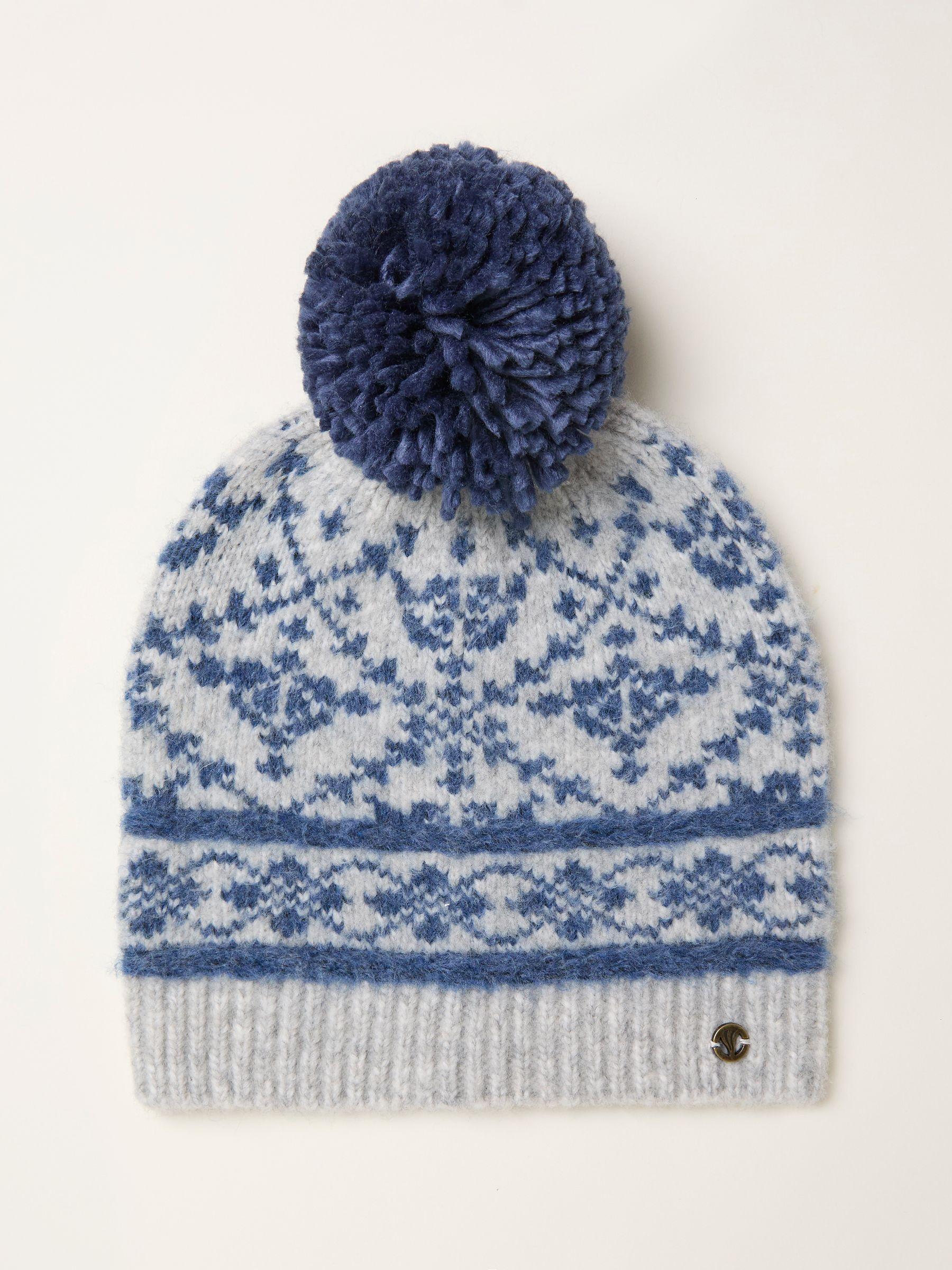 Grey Pattern Bobble Hat by FAT FACE