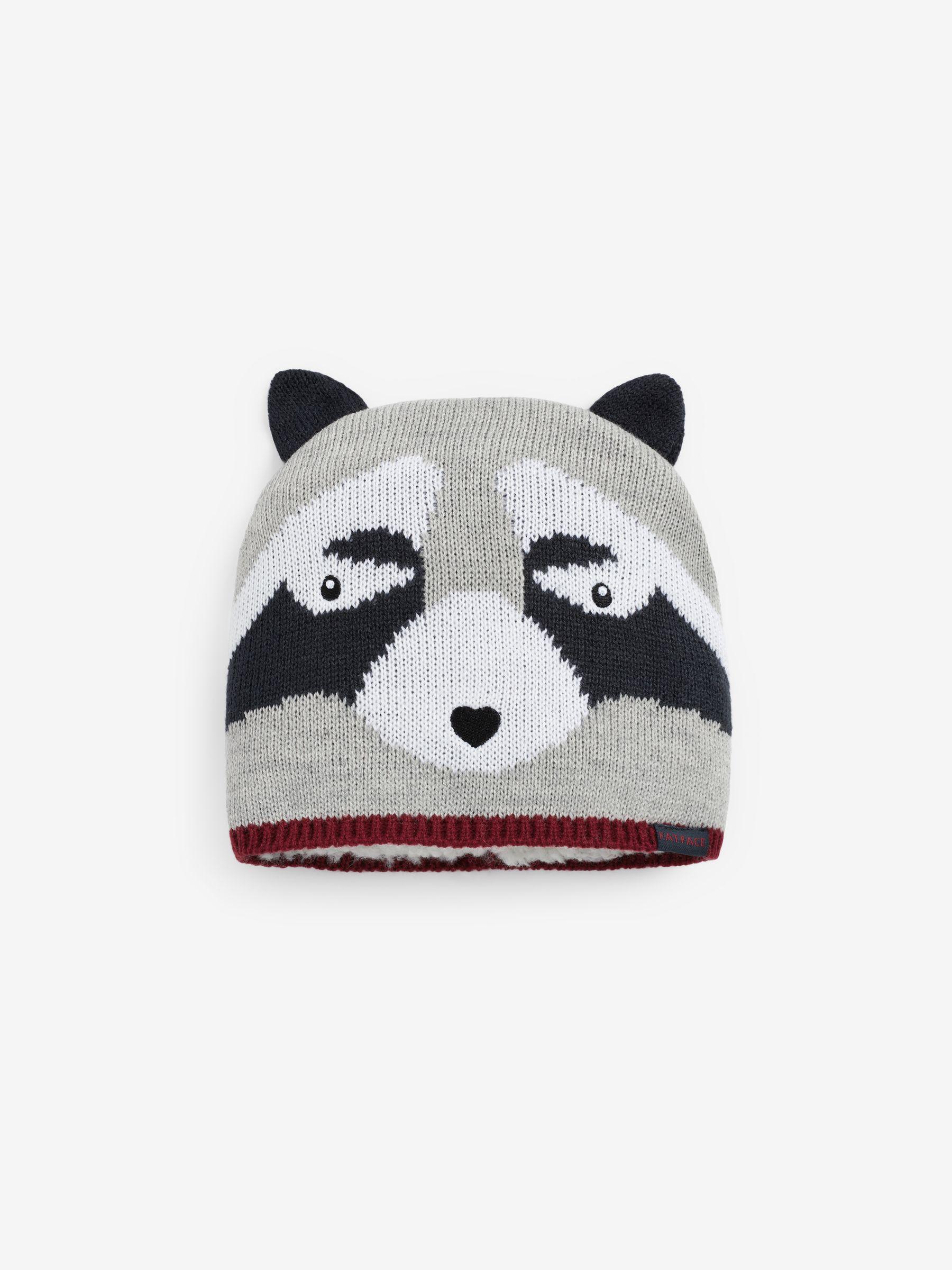 Grey Raccoon Beanie Hat by FAT FACE