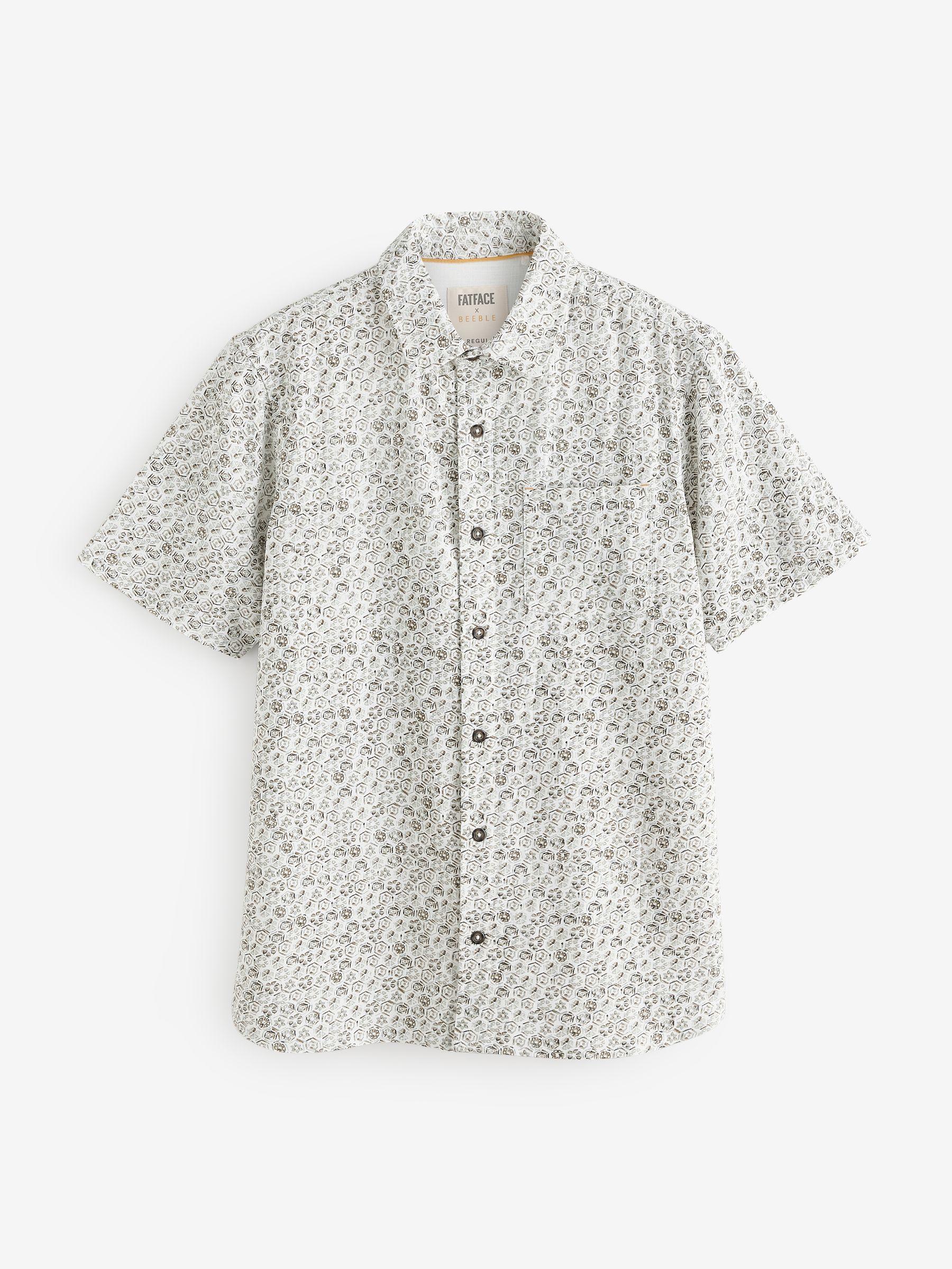 Grey Short Sleeve Beeble Geo Print Shirt by FAT FACE