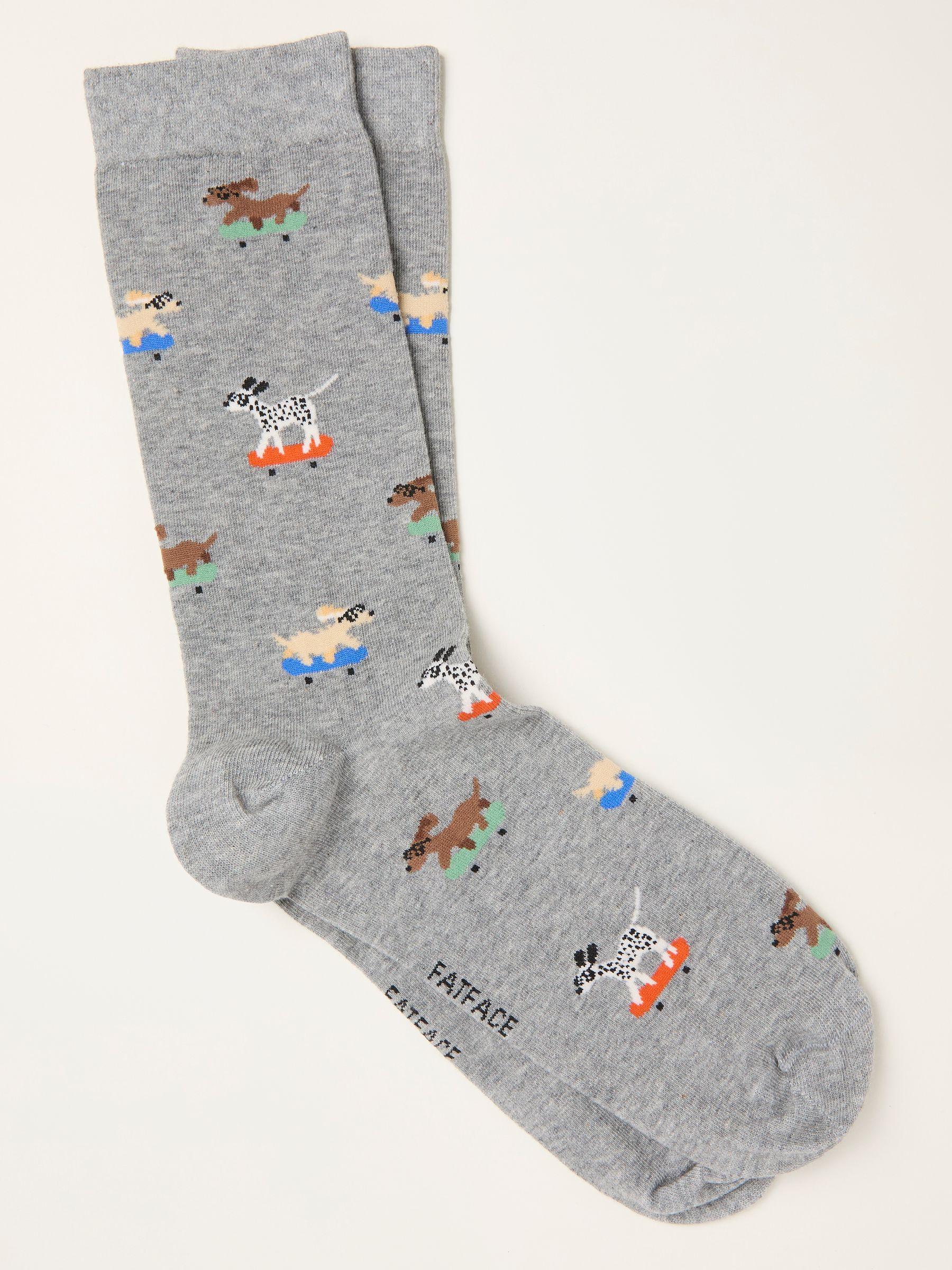 Grey Skating Dog Socks by FAT FACE
