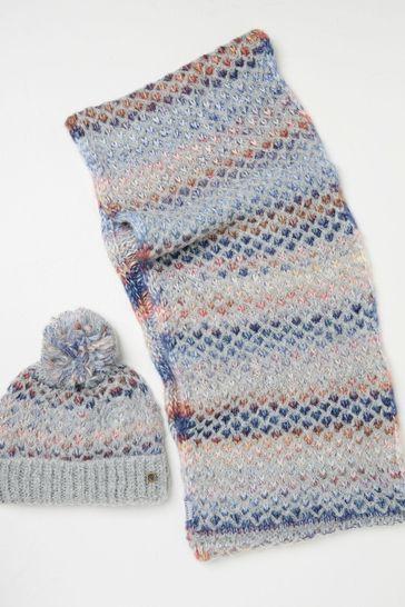 Grey Spacedye Hat And Snood Gift Set by FAT FACE