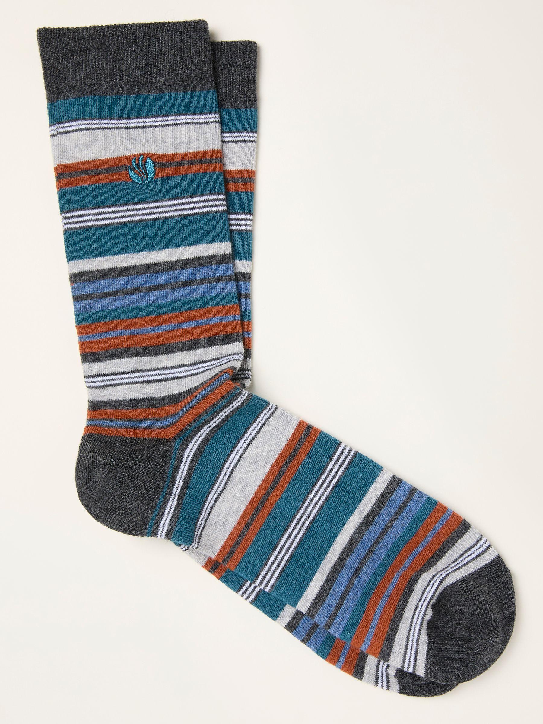Grey Striped Socks by FAT FACE
