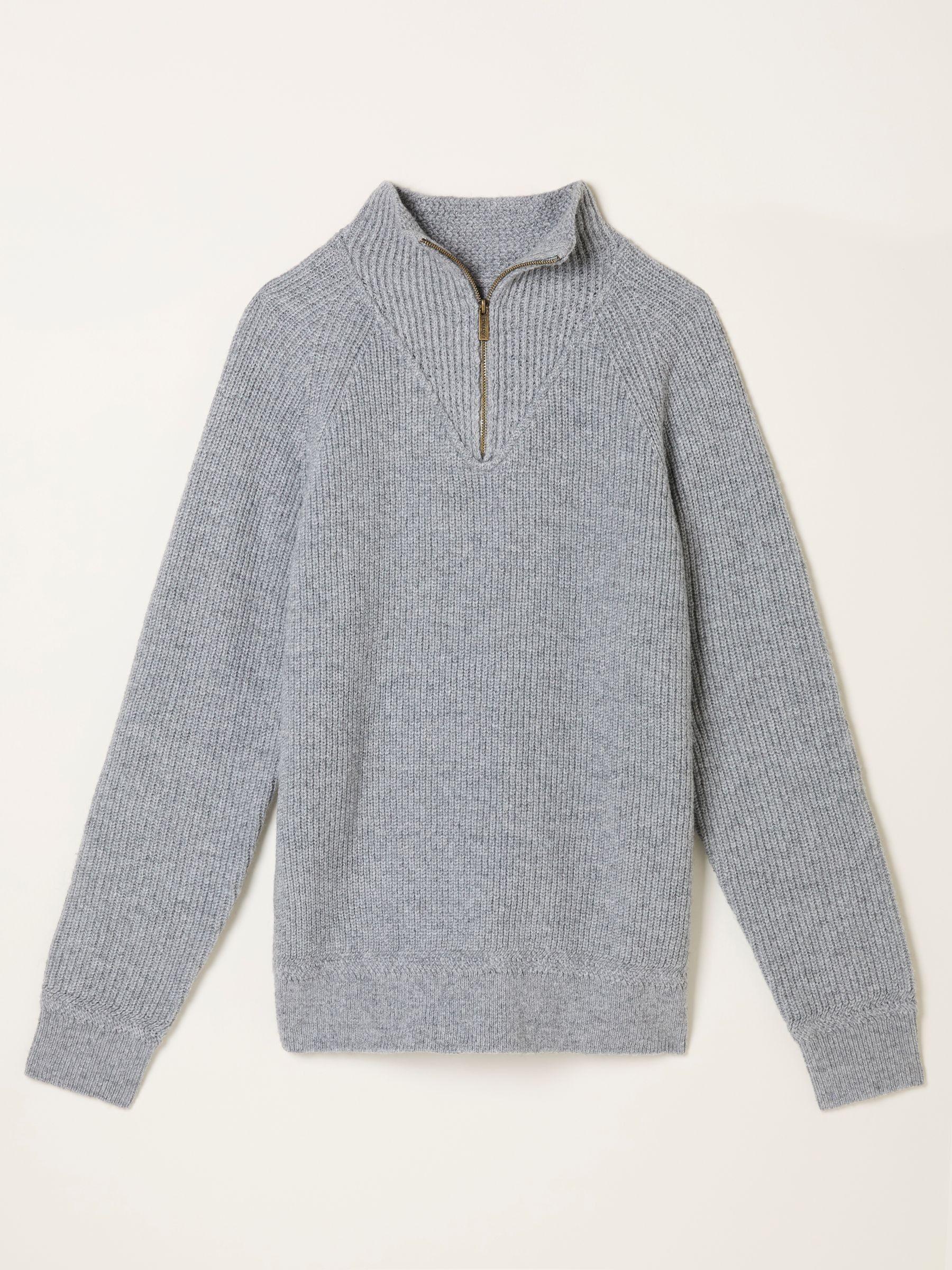 Harwick Grey Half Zip Neck Knitted Jumper by FAT FACE