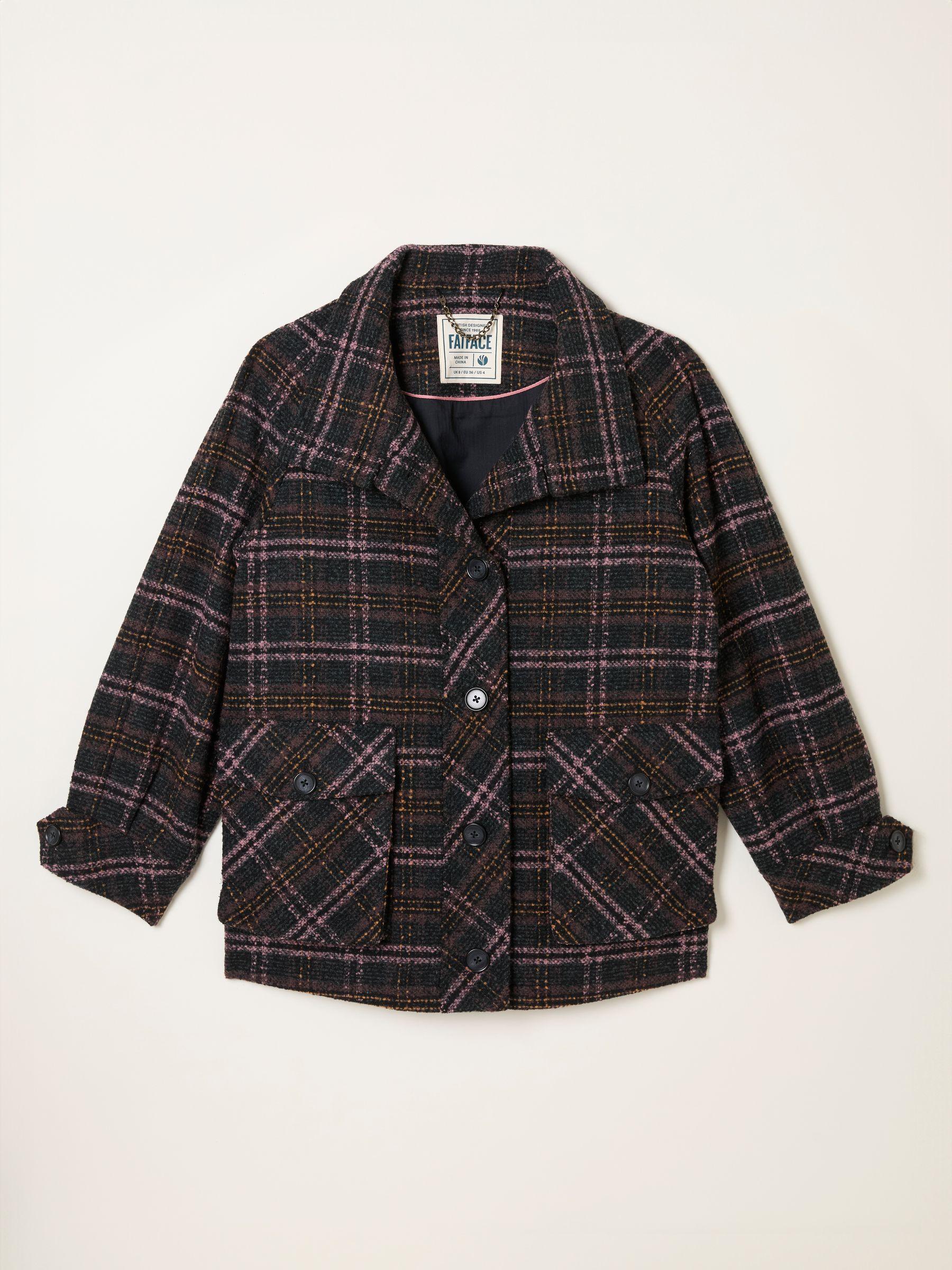 Heather Navy Check Coat by FAT FACE
