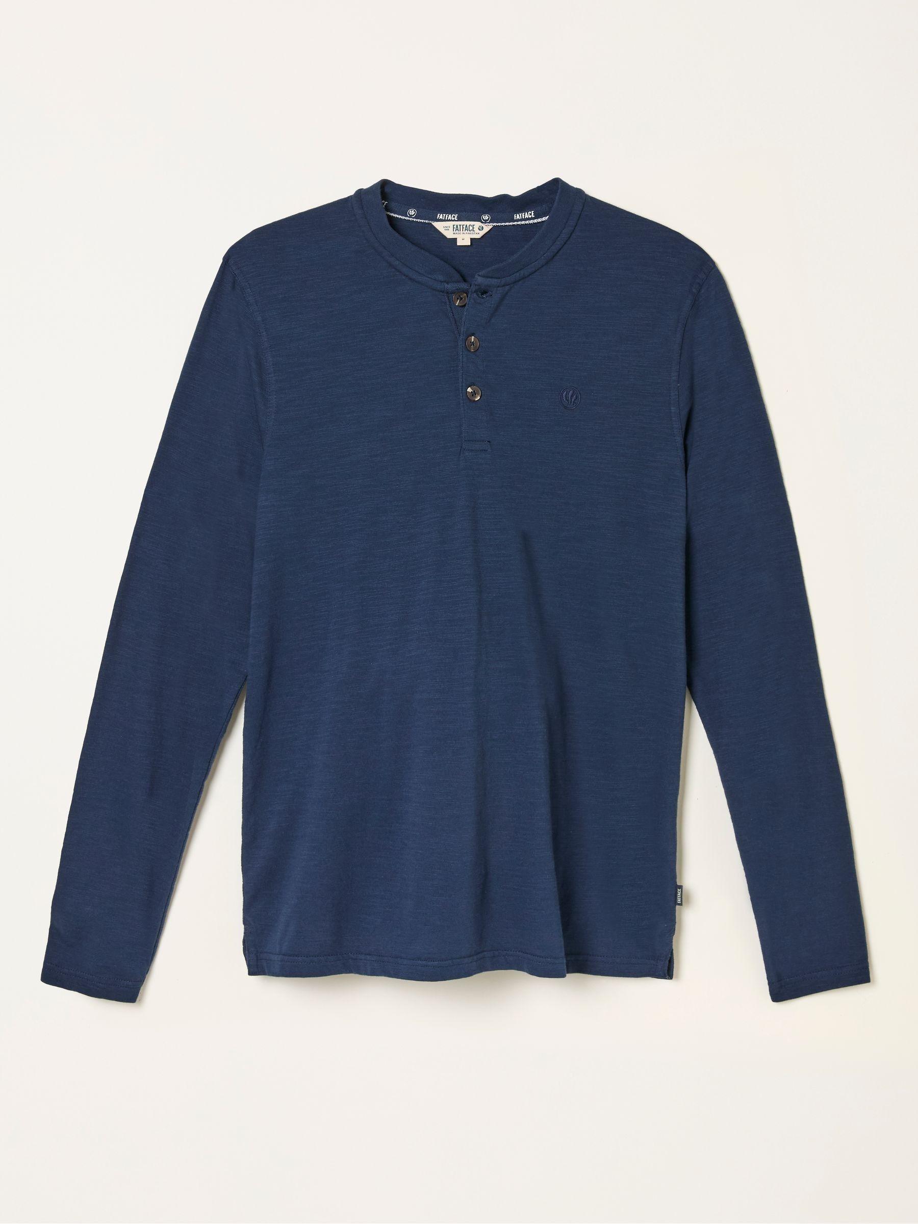 Henley Navy Long Sleeve Woodside Slub by FAT FACE