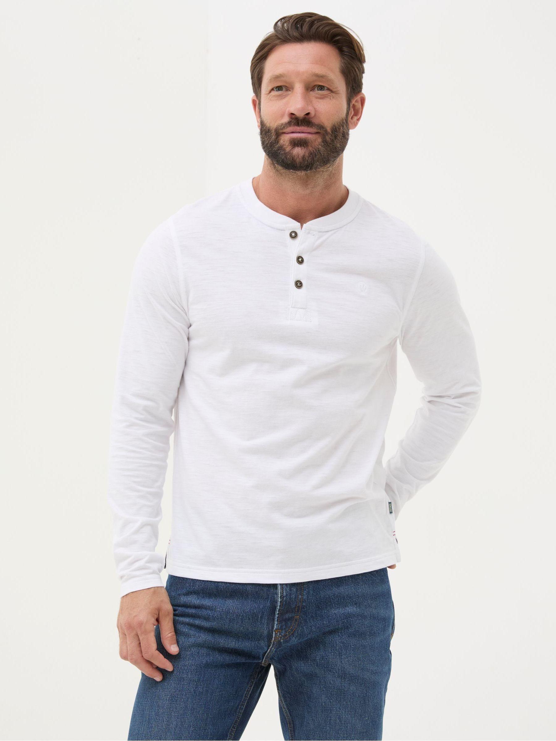 Henley White Long Sleeve Woodside Slub by FAT FACE