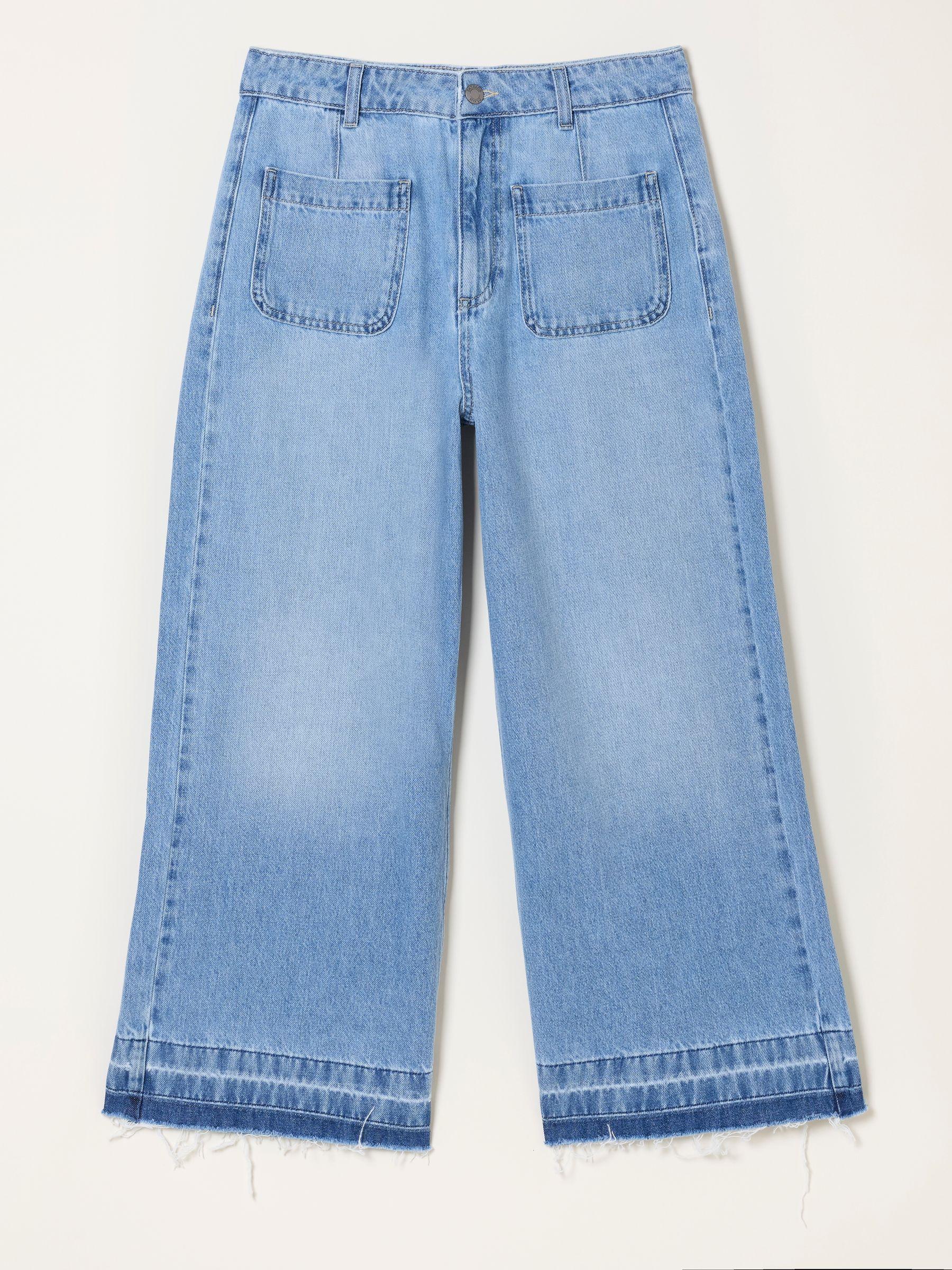 Hettie Light Blue Wide Leg Crop Jeans by FAT FACE