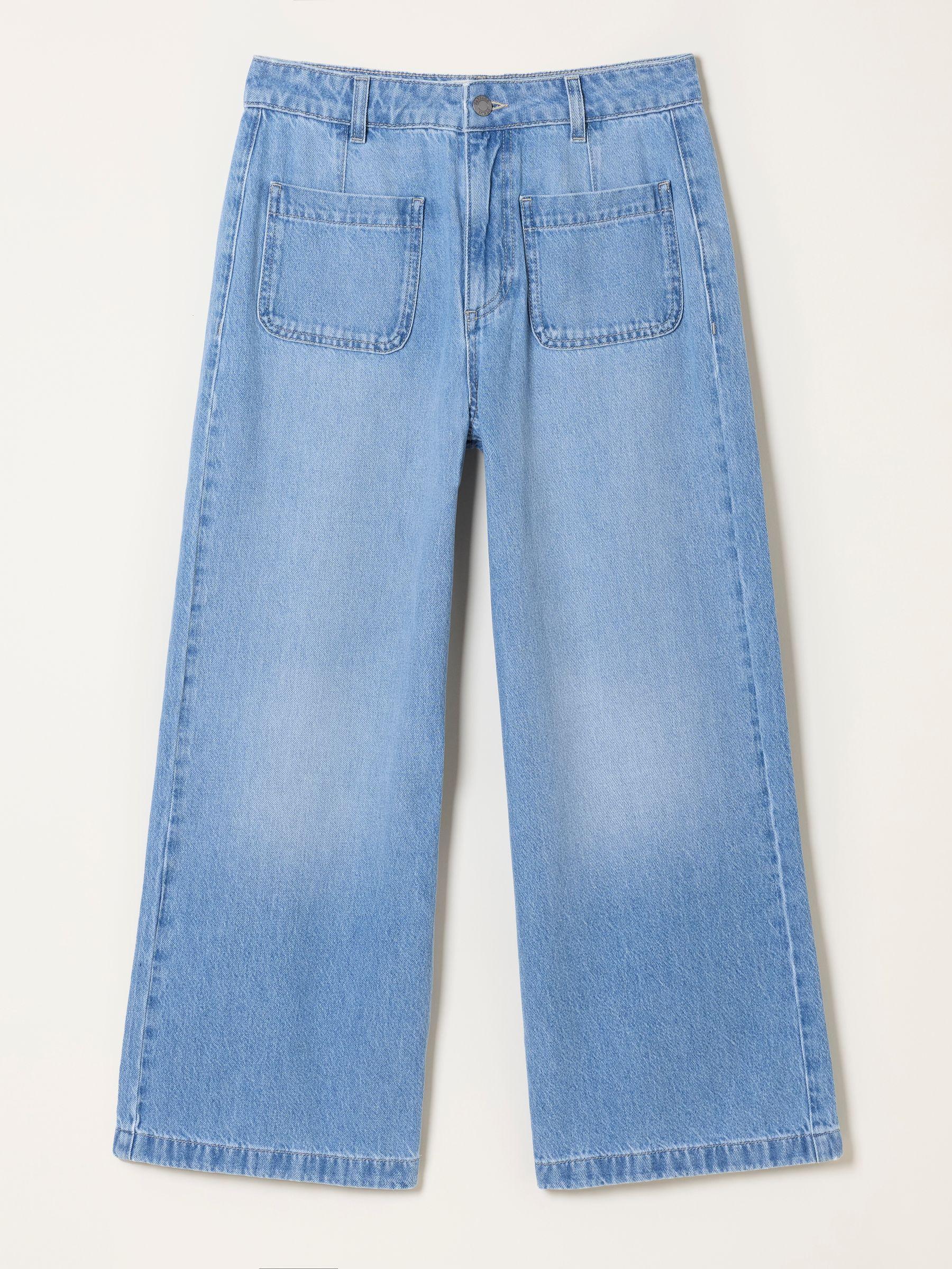 Hettie Light Blue Wide Leg Crop Jeans by FAT FACE