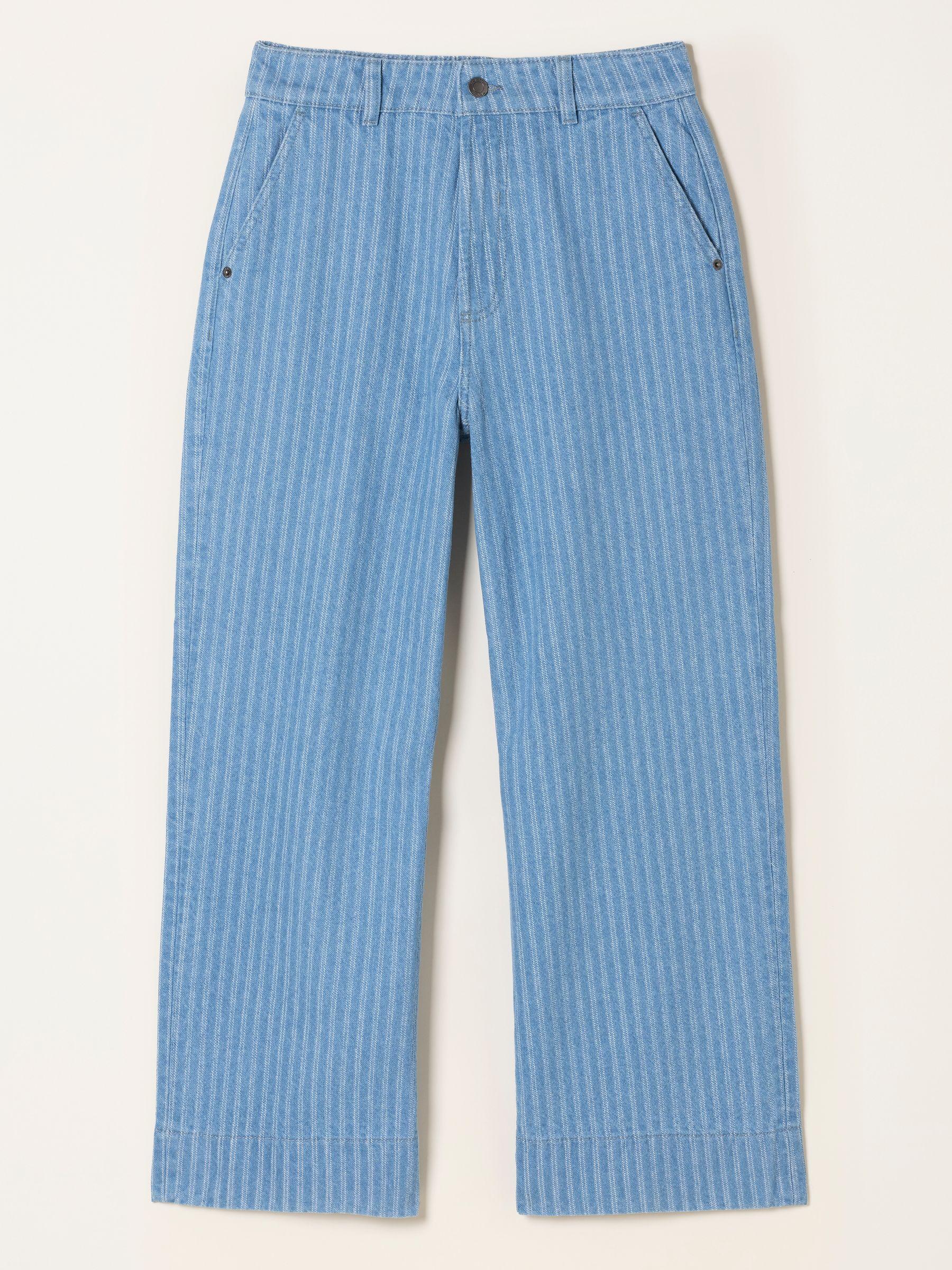 Hove Blue Denim Wide Leg Crop Jeans by FAT FACE