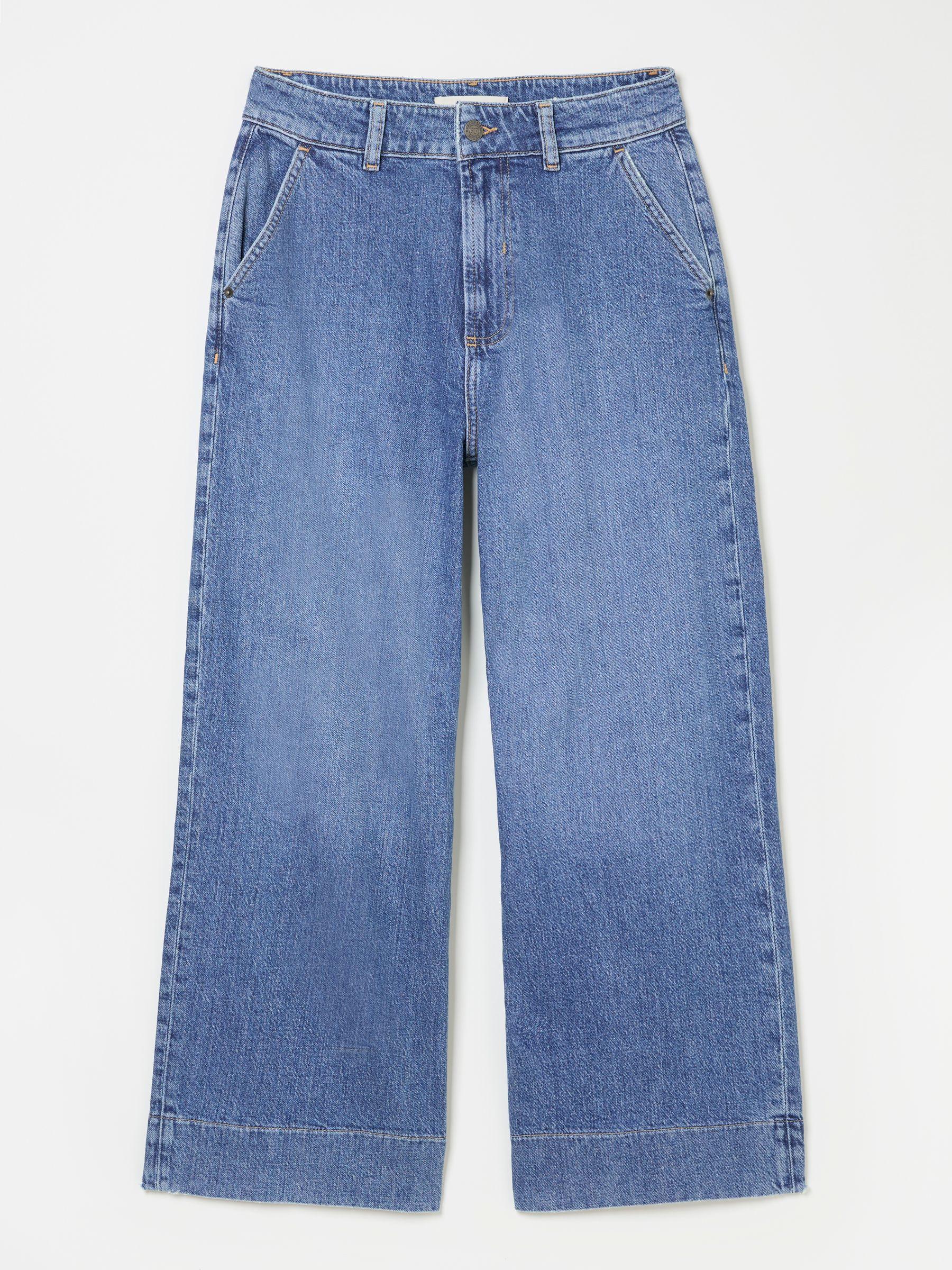 Hove Denim Dark Blue Wide Leg Crop Jeans by FAT FACE