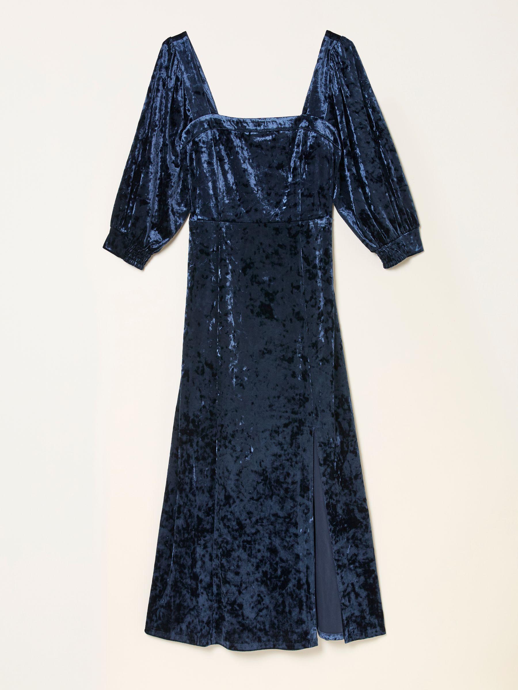 Isla Indigo Blue Regular Velvet Midi Dress by FAT FACE
