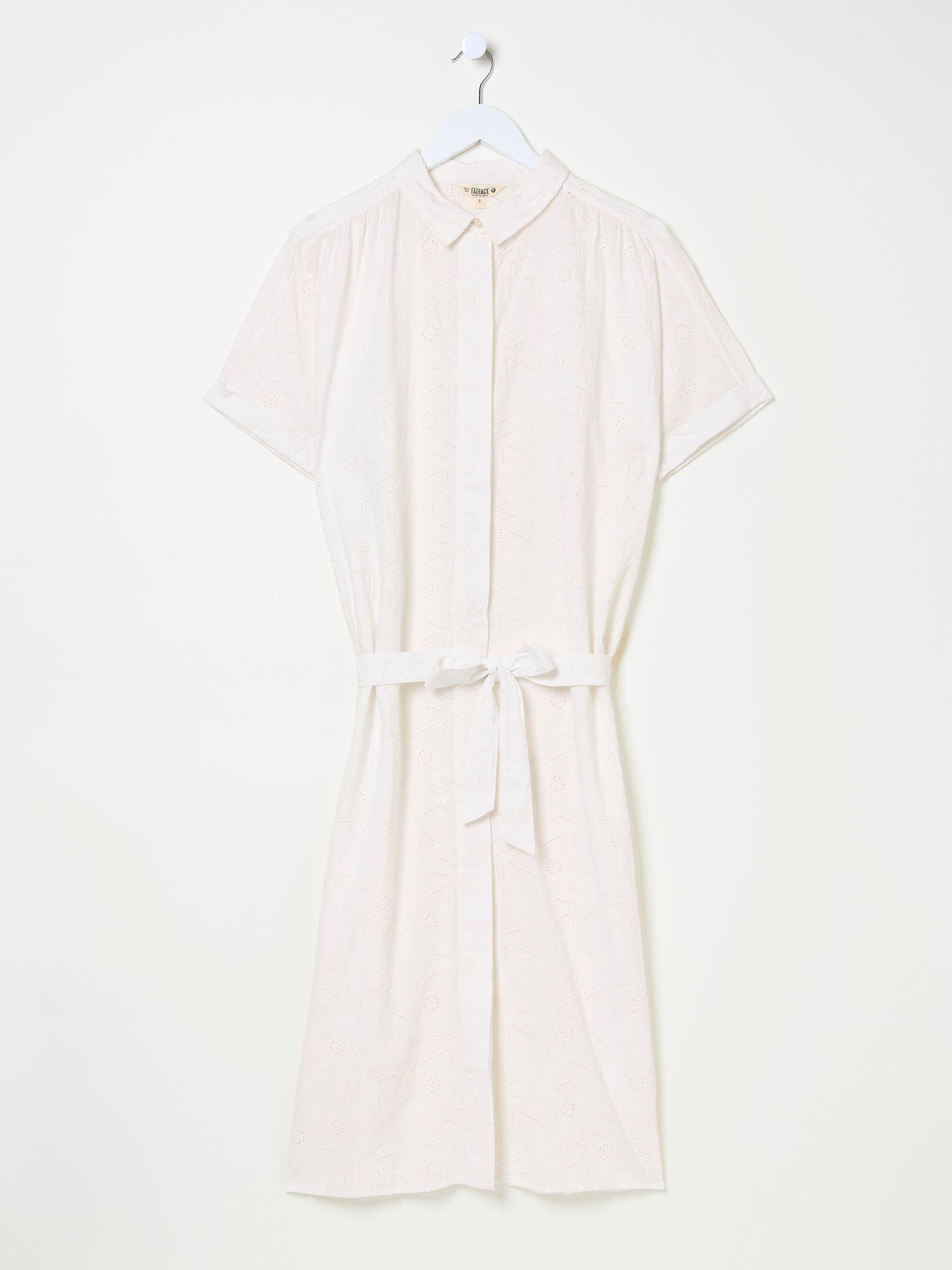 Ivory 100% Cotton Beachwear Broderie Shirt Dress by FAT FACE