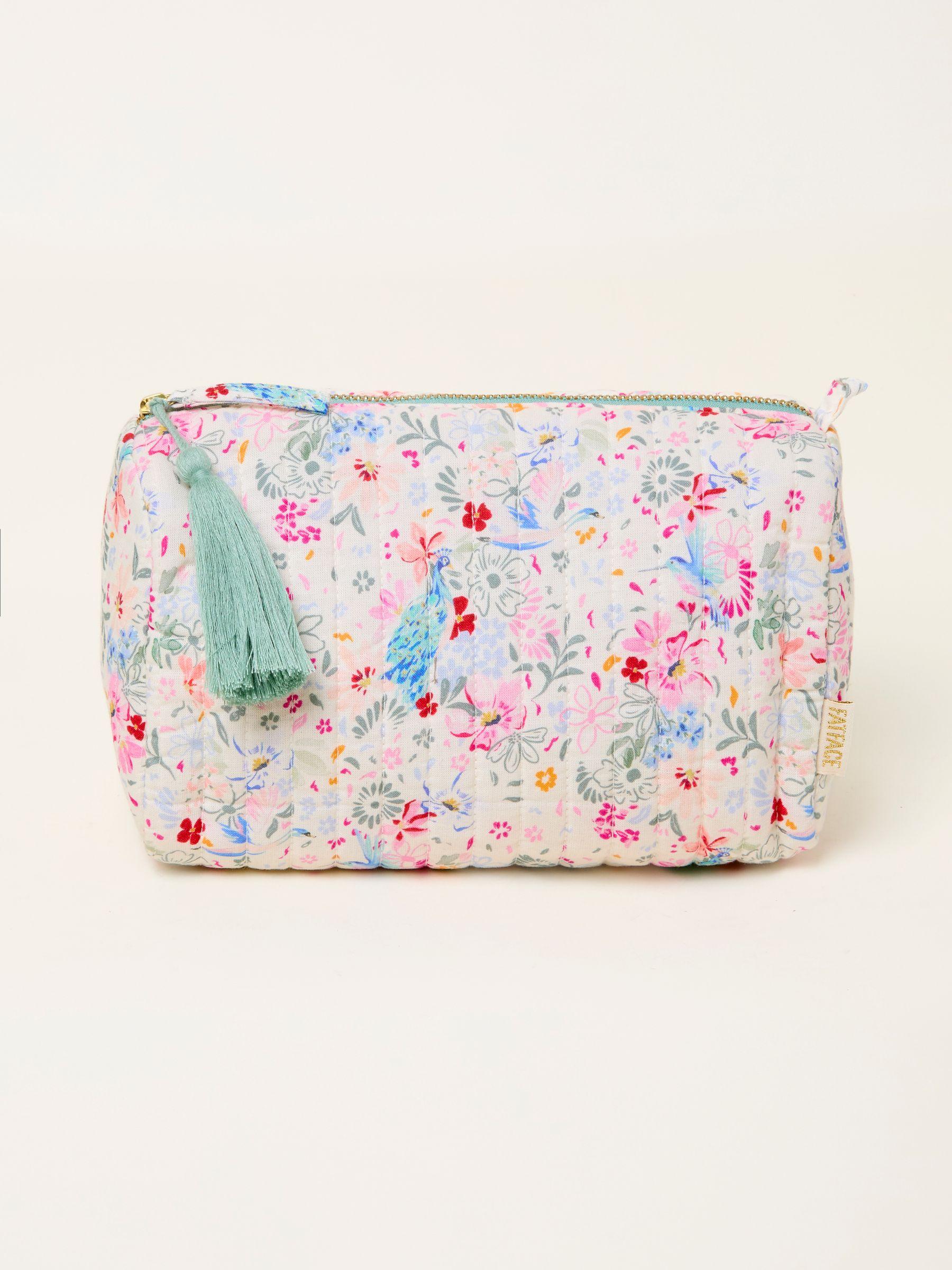 Ivory Bird Floral Quilted Wash Bag by FAT FACE