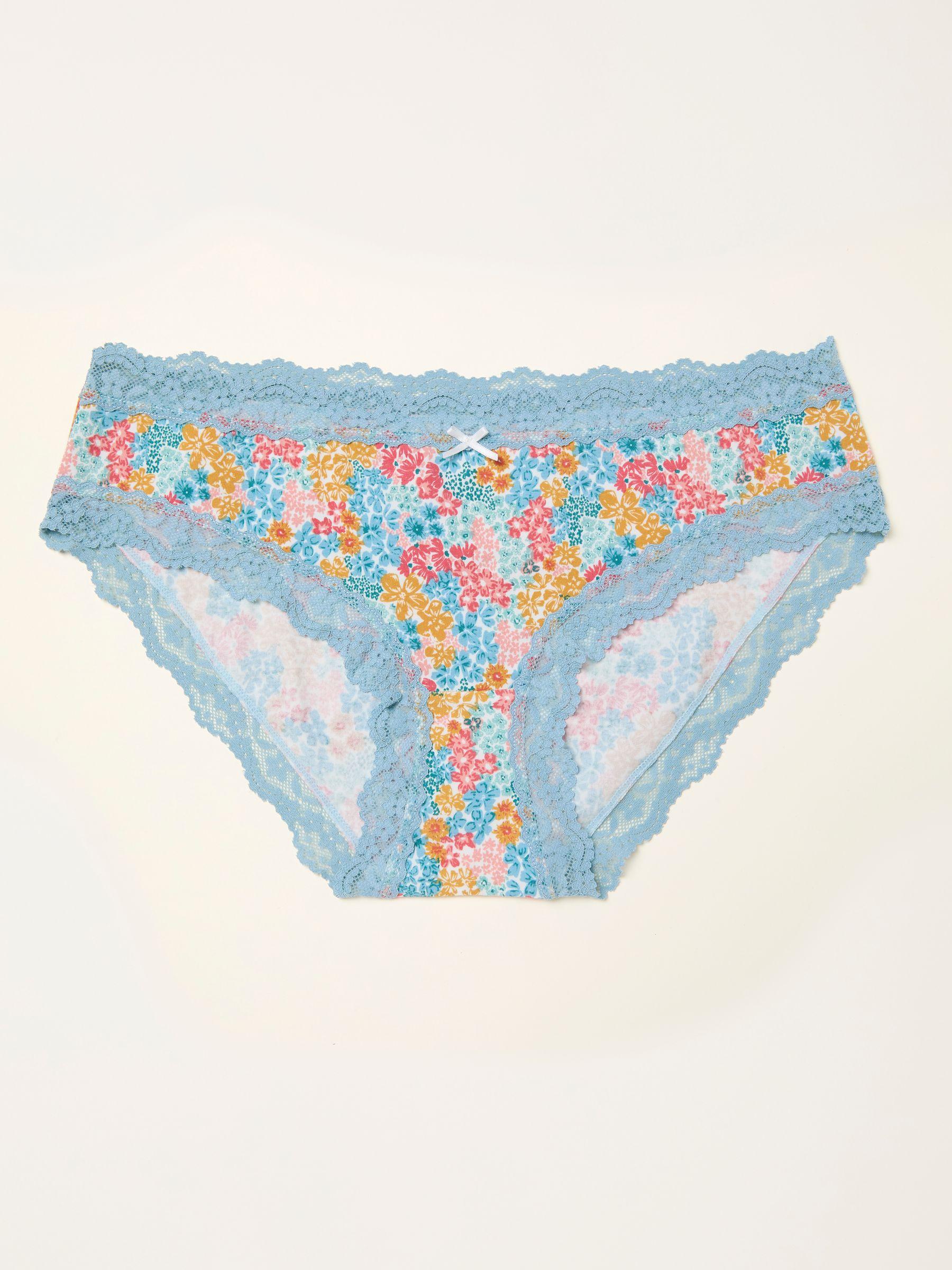 Ivory Busy Floral Classic Knickers by FAT FACE