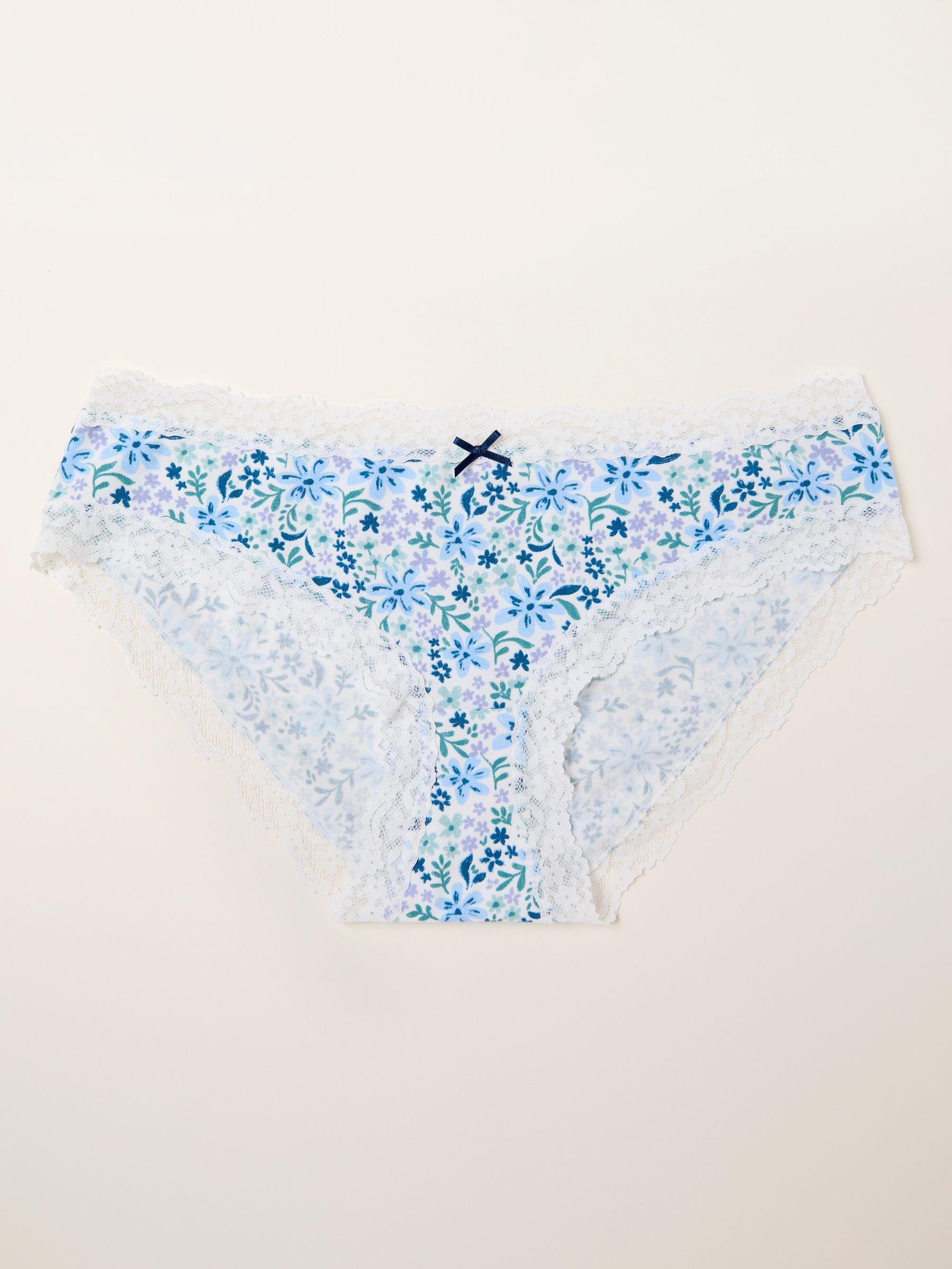 Ivory Floral Classic Knickers by FAT FACE