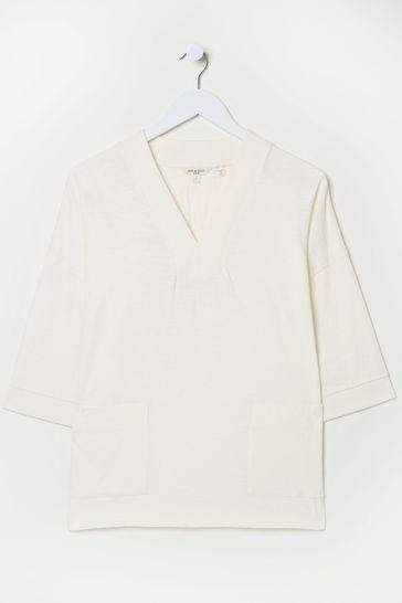 Ivory Mia V-Neck T-Shirt by FAT FACE