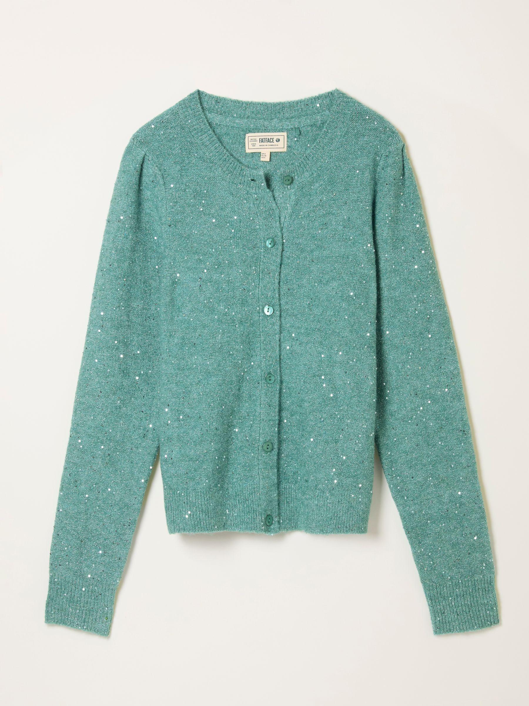 Jasmine Teal Blue Sparkle Knitted Cardigan by FAT FACE