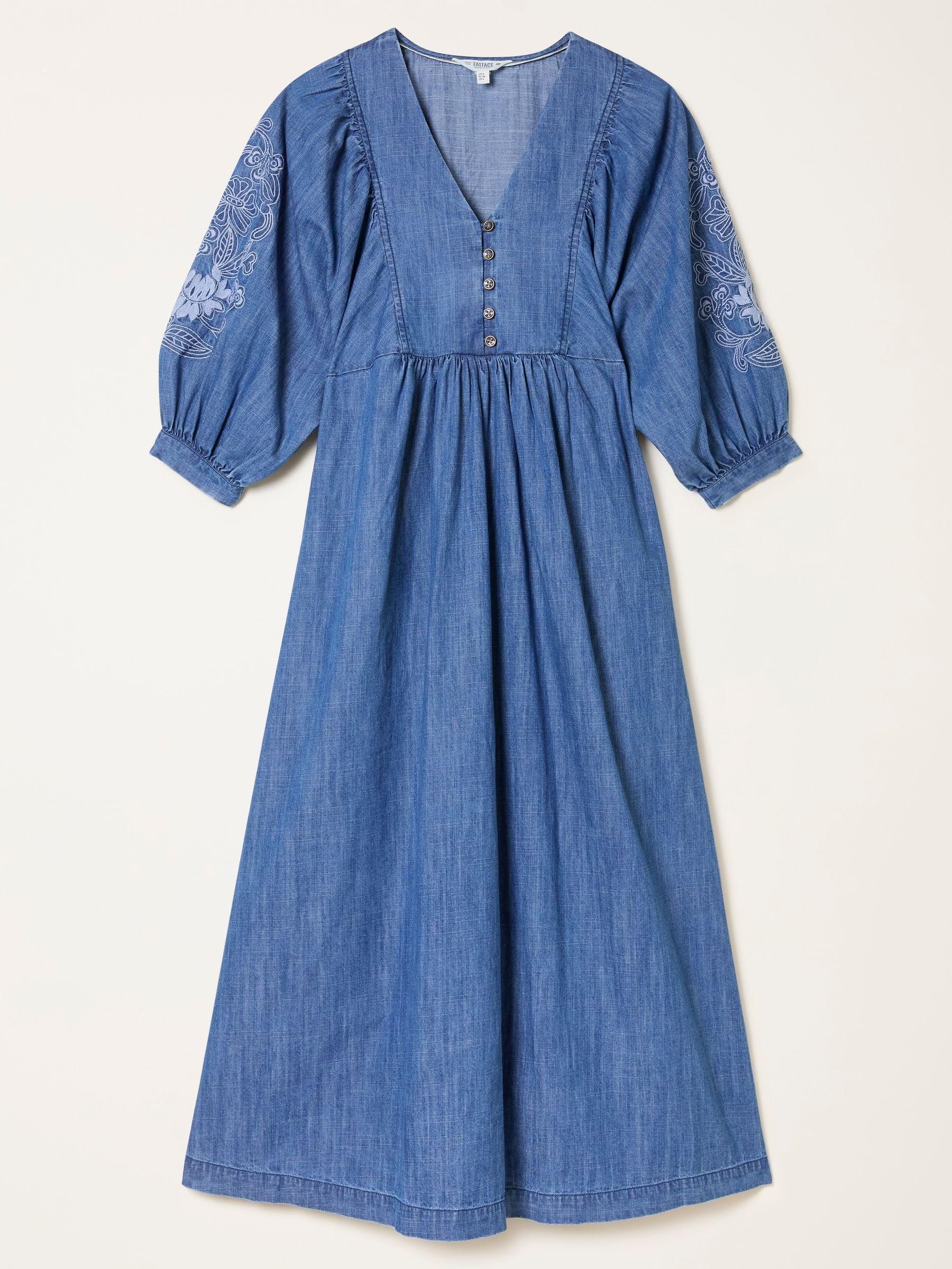 Jess Indigo Blue Petite Denim Midi Dress by FAT FACE