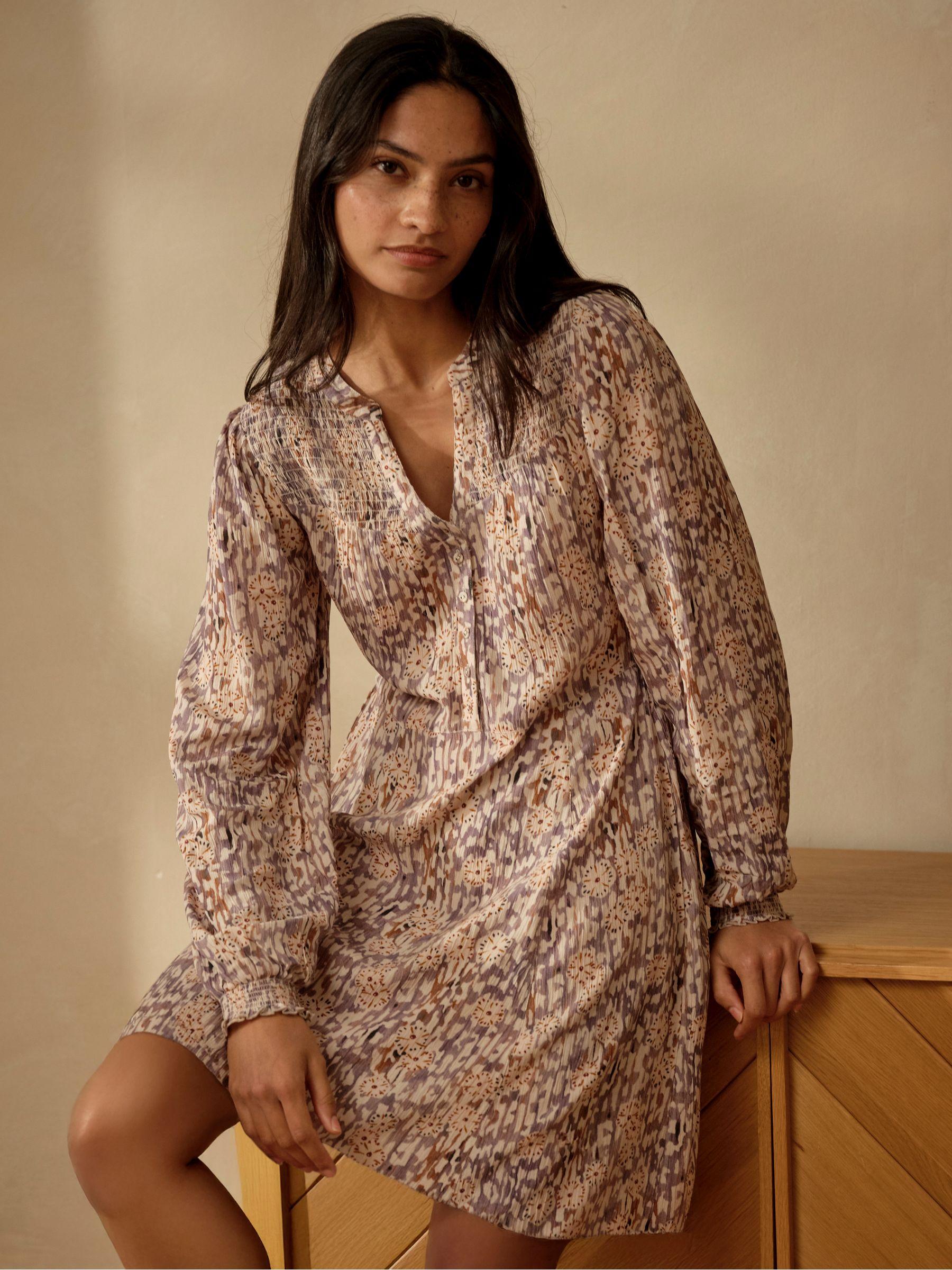 Jesse Purple Oriental Floral Regular Floral Dress by FAT FACE