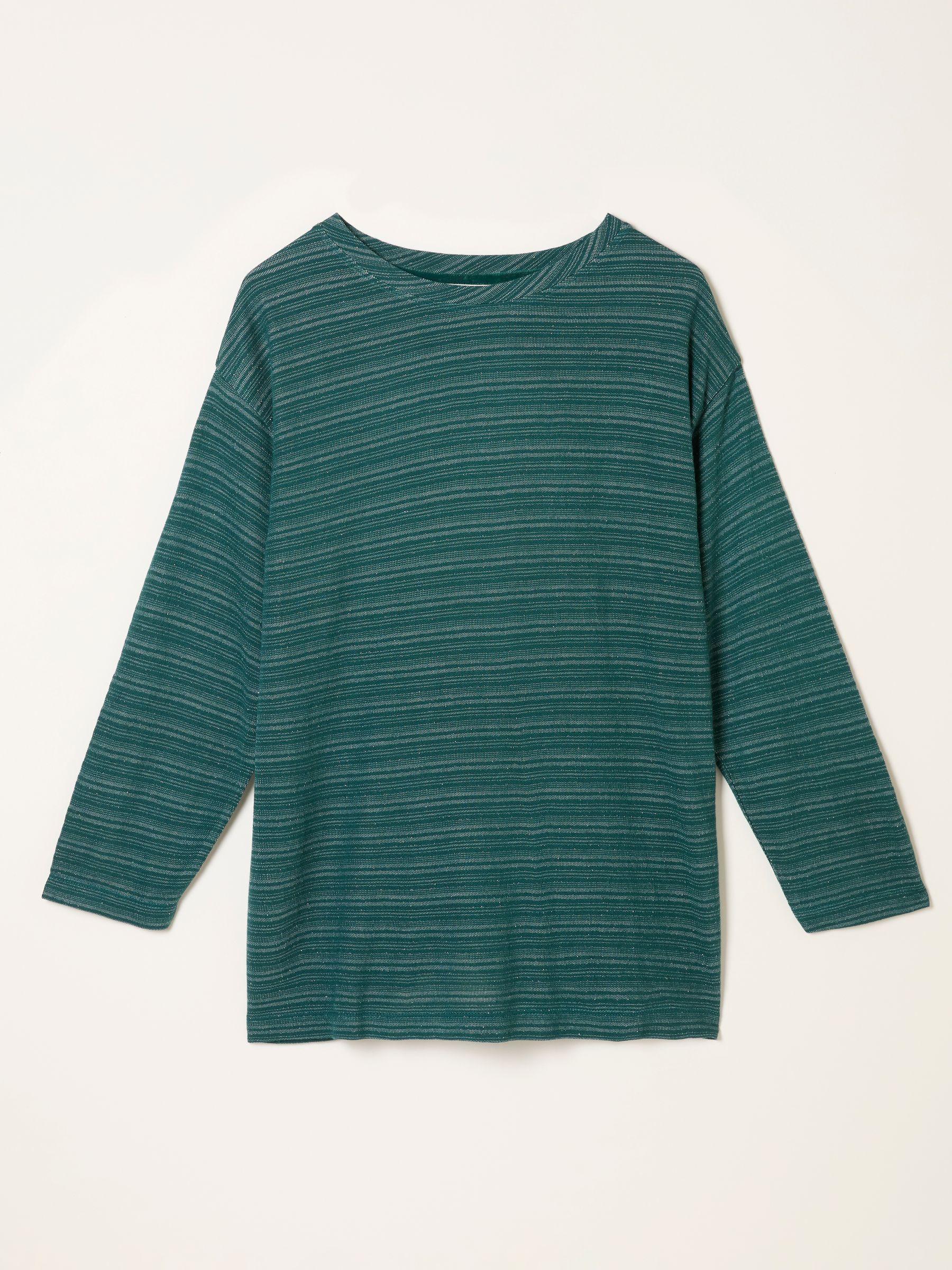 Jodie Teal Blue Long Sleeve Sparkle Top by FAT FACE