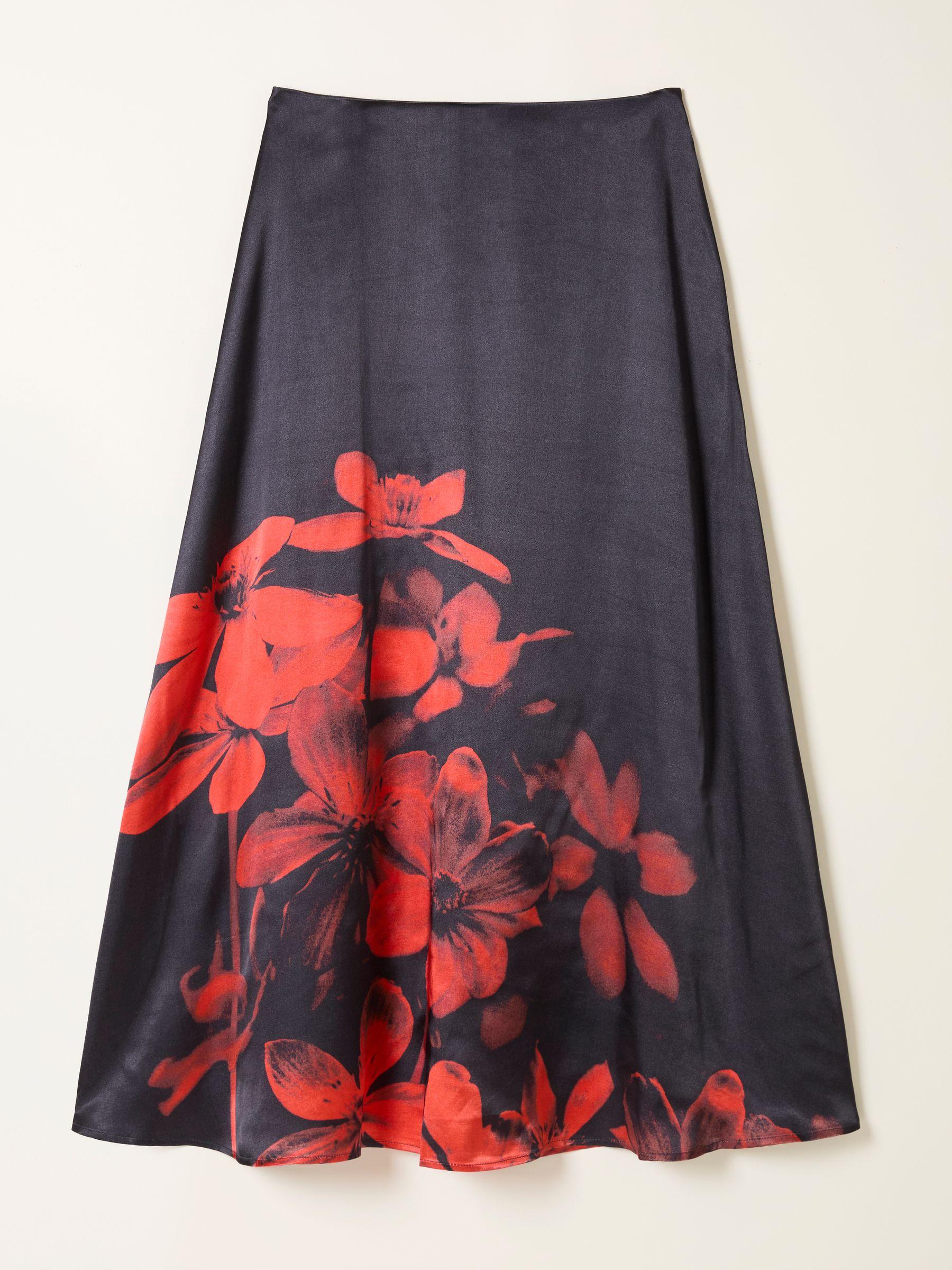 Joelle Black Floral Midi Skirt by FAT FACE