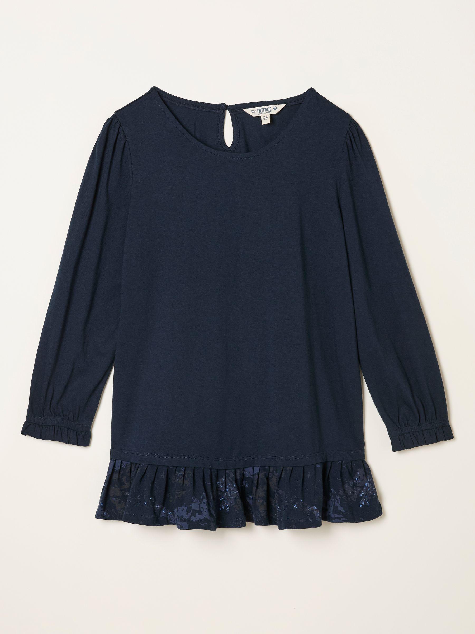Kai Navy Peplum Round Neck Top by FAT FACE