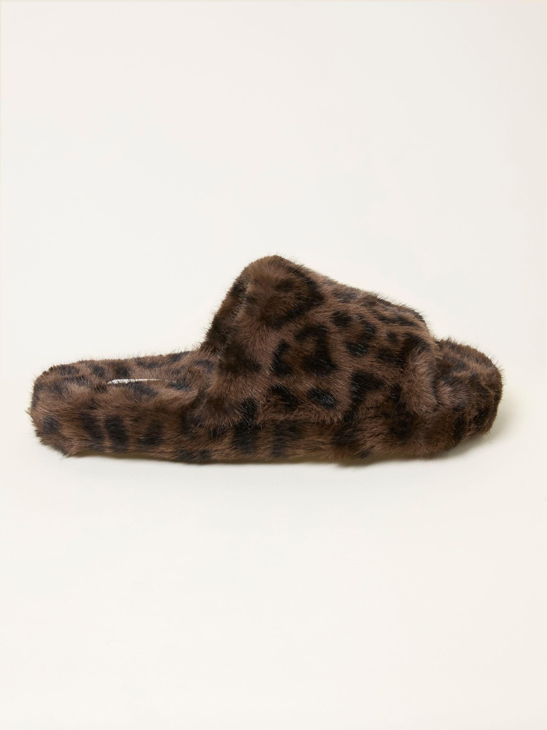 Kat Black Leopard Slipper by FAT FACE