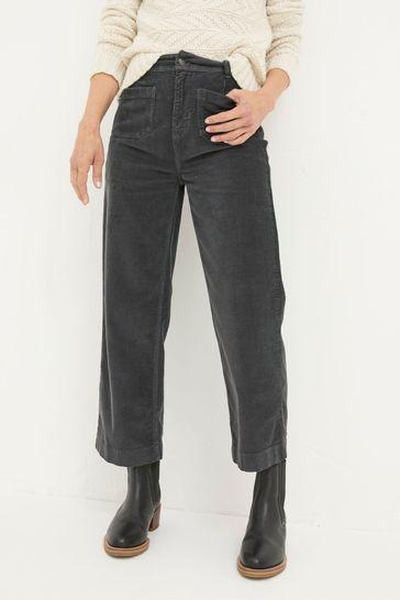 Keswick Charcoal Grey Wide Leg Crop Jeans by FAT FACE