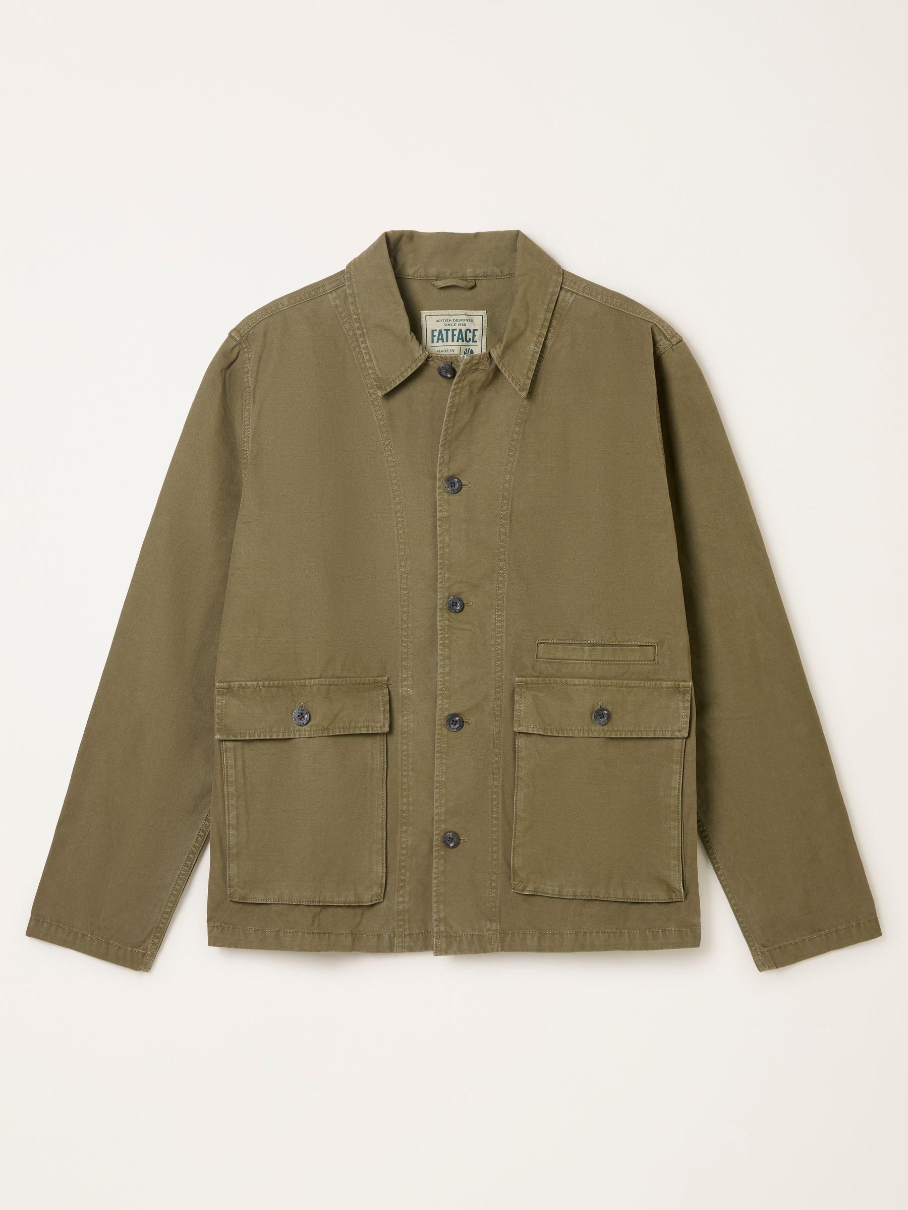 Khaki Green Garment Dye Worker Cotton Jacket by FAT FACE