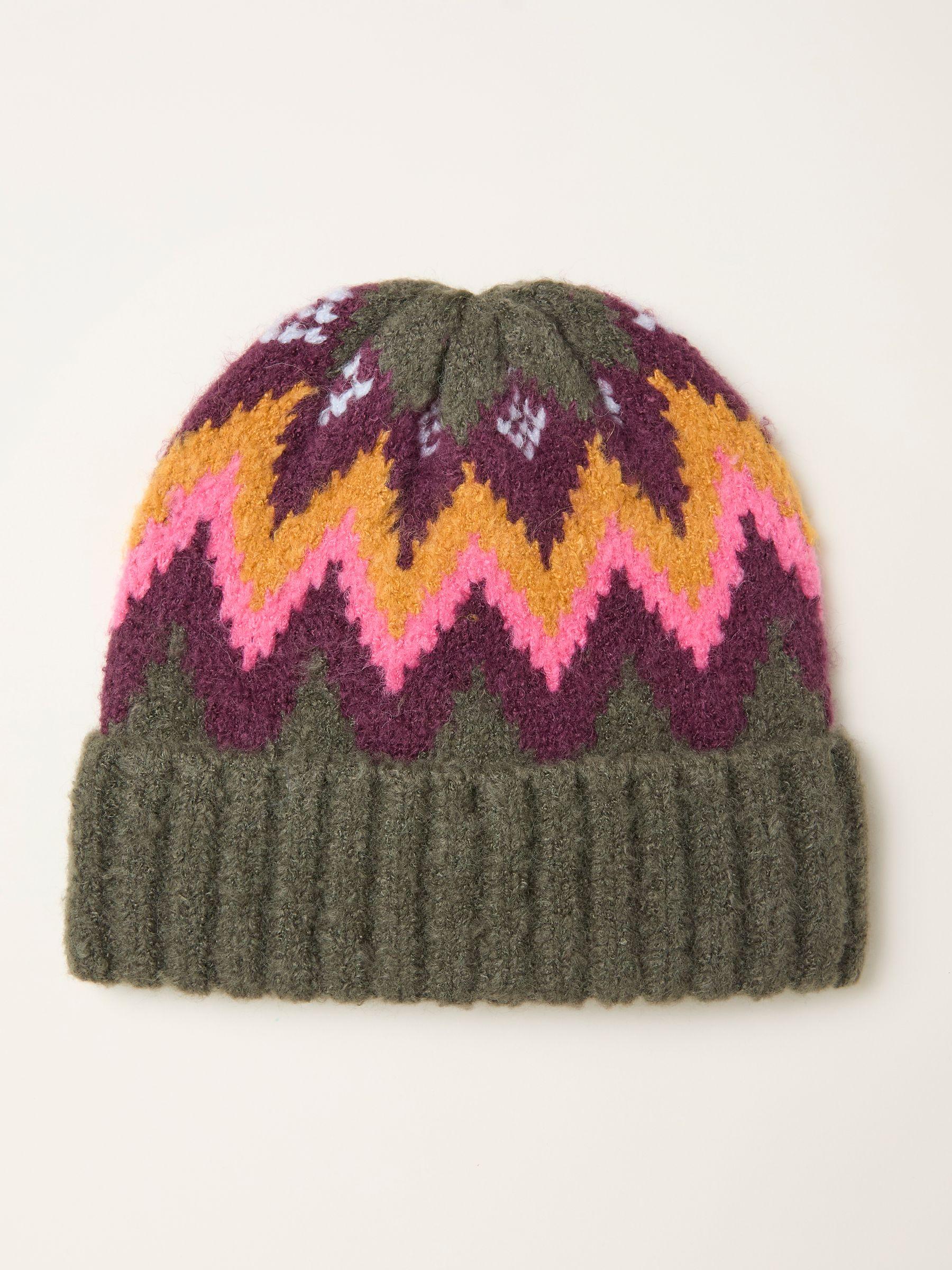 Khaki Green Pattern Beanie by FAT FACE