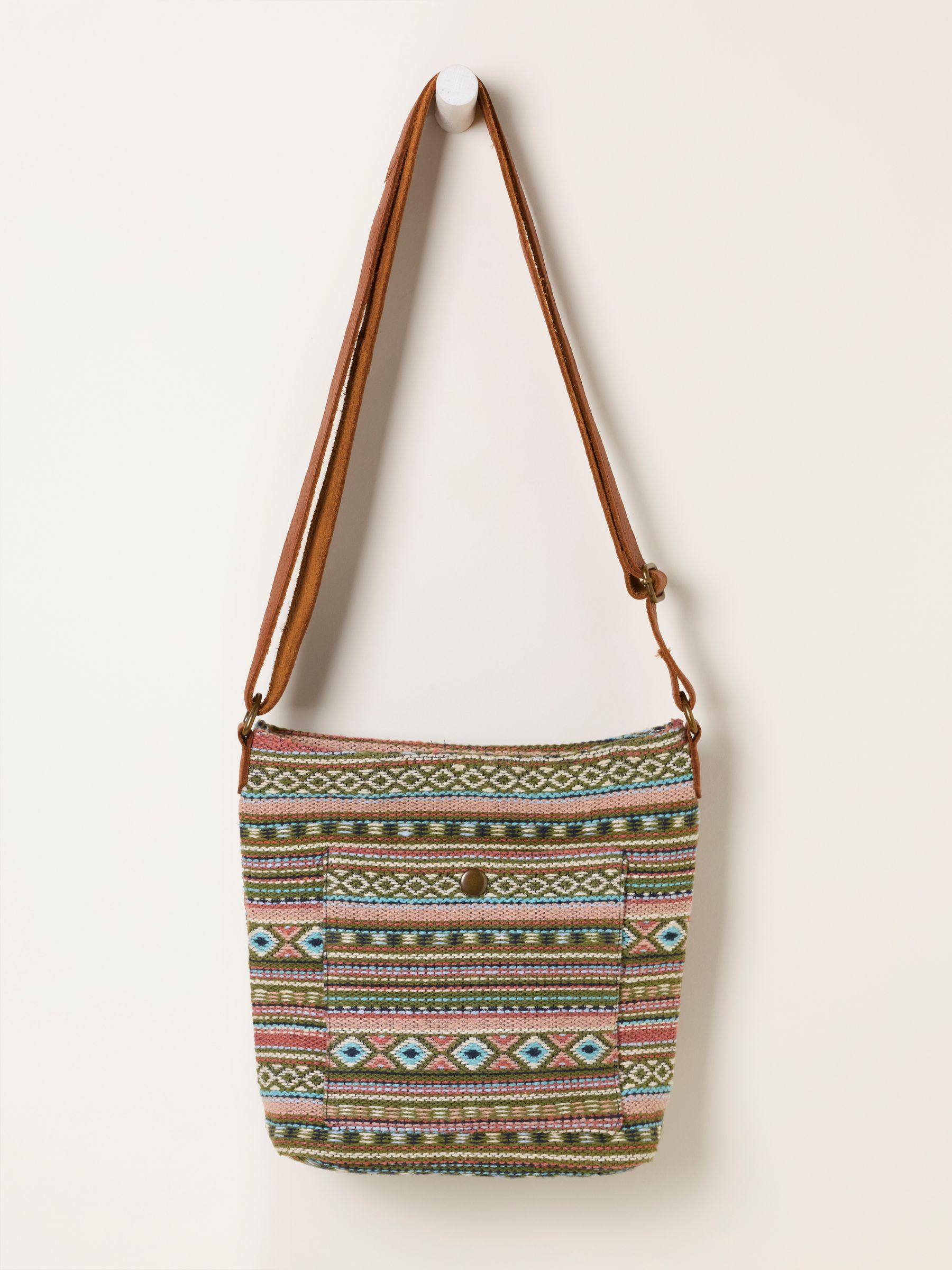 Khaki Green Woven Crossbody Bag by FAT FACE