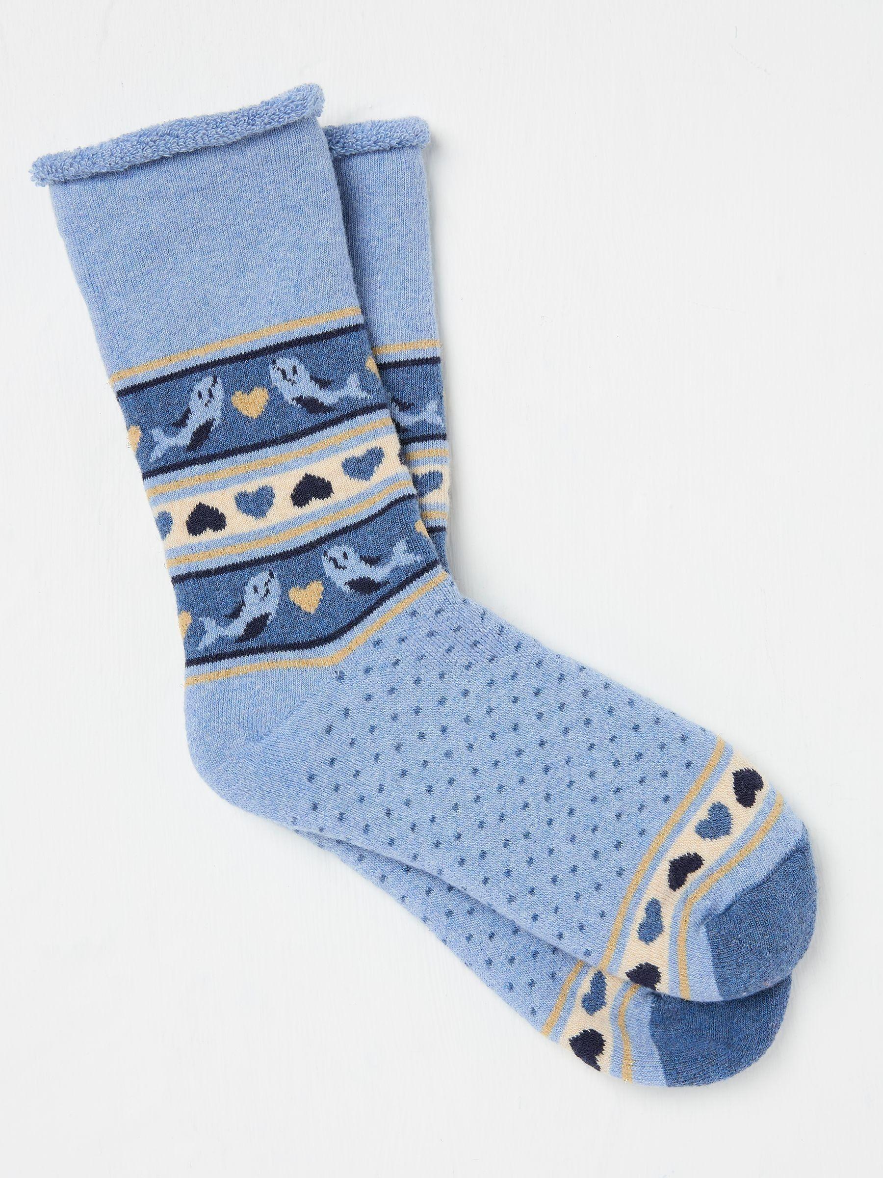 Kids Blue Shelter Wilson the Whale Cosy Socks by FAT FACE