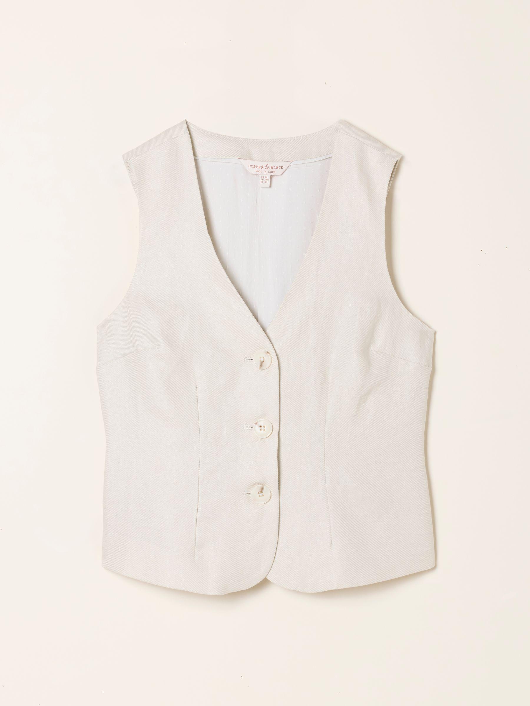 Kiley Ivory Regular Linen Waistcoat by FAT FACE