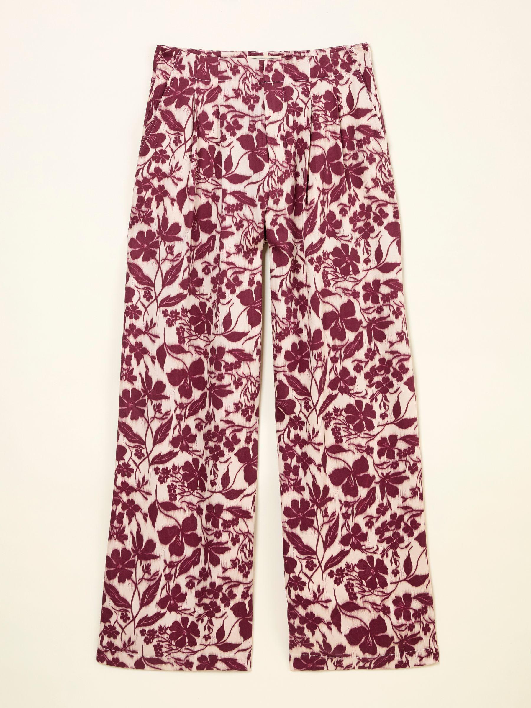 Kingston Claret Printed Satin Trousers by FAT FACE