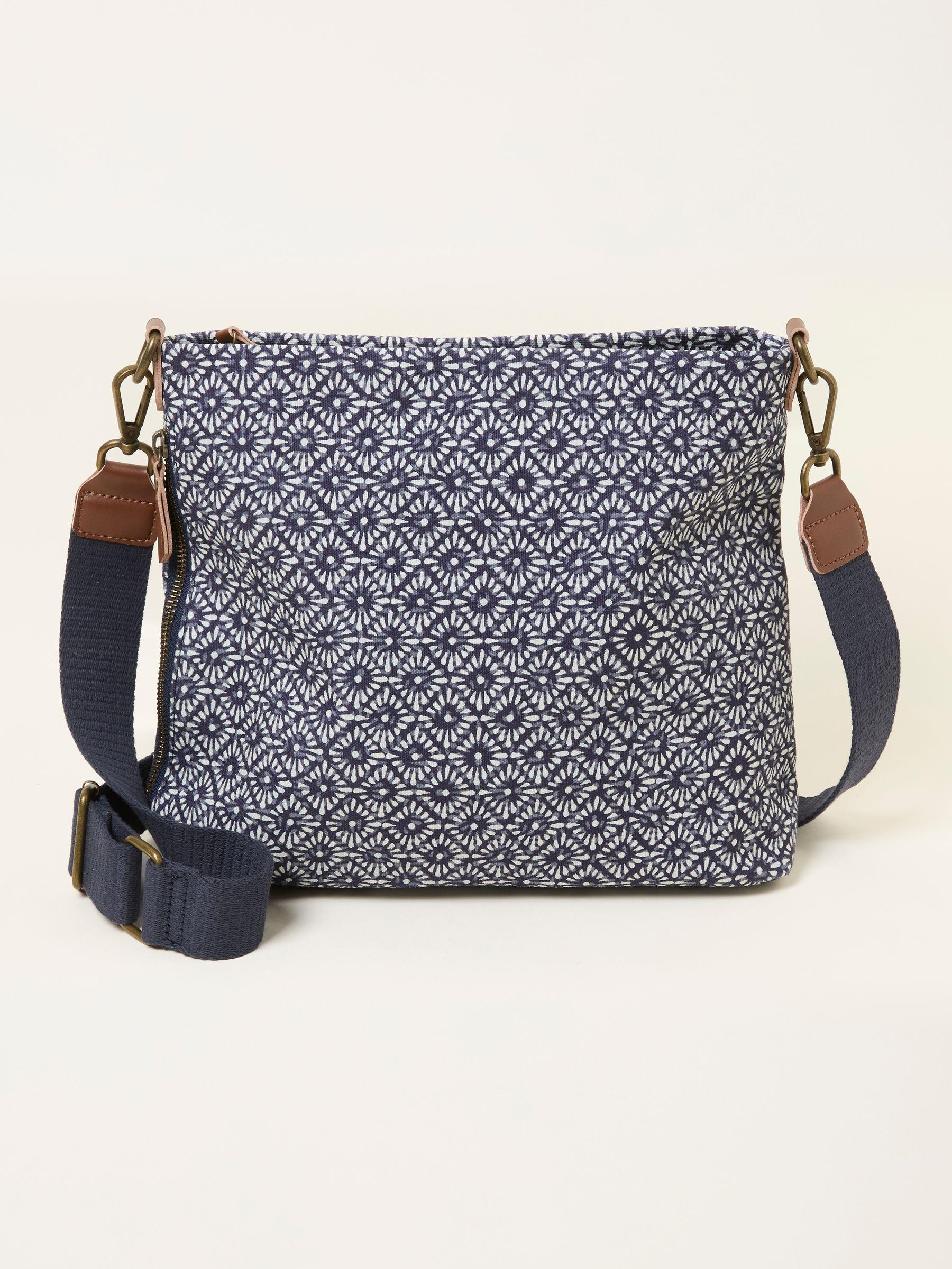 Kingston Navy Blue Canvas Geometric Crossbody Bag by FAT FACE