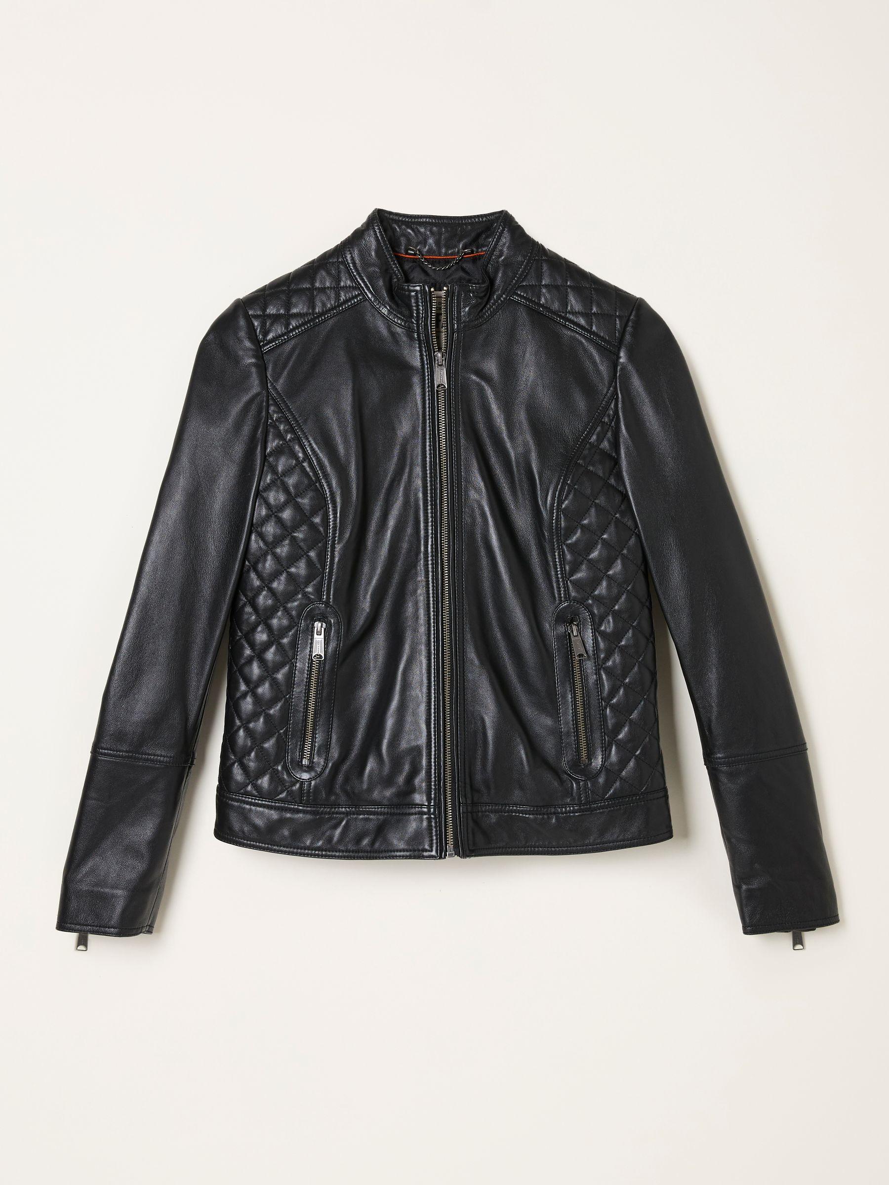 Leanna Black Leather Jacket by FAT FACE
